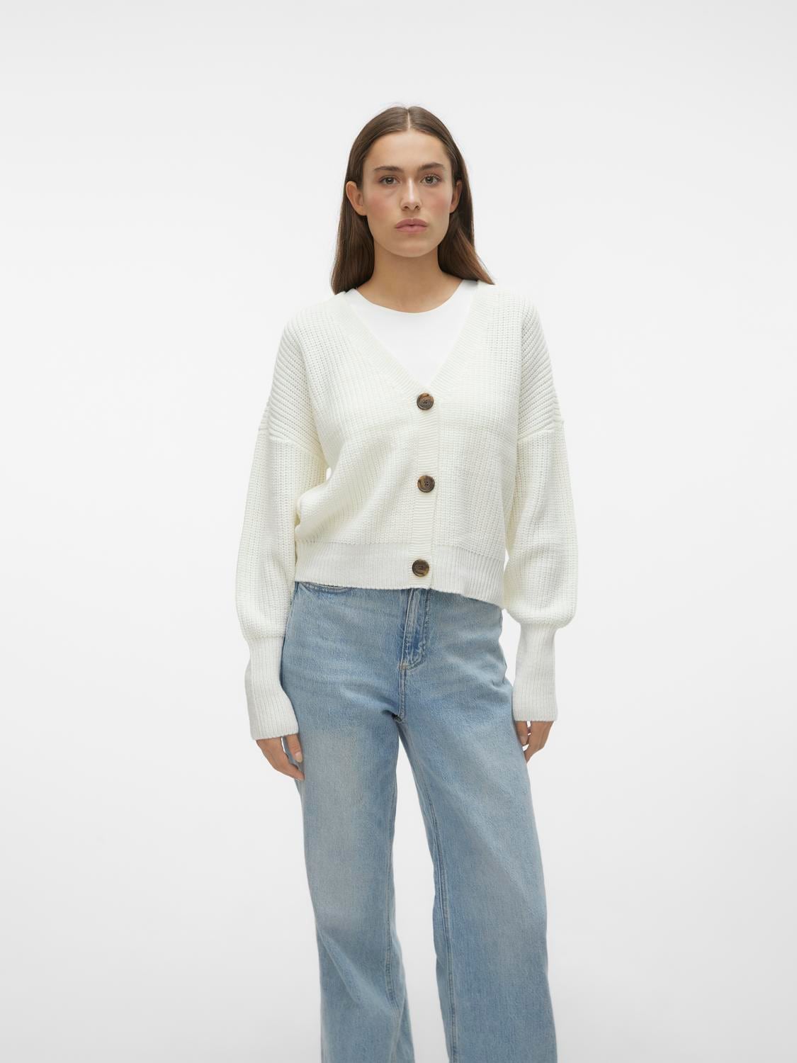 Vero Moda Strickjacke »VMLEA LS V-NECK CUFF CARDIGAN NOOS«, mit Knopfleiste