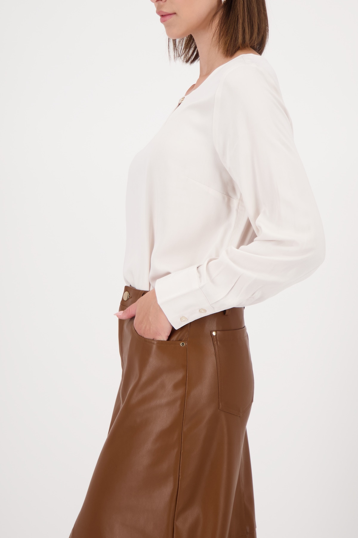 Monari Langarmbluse Regular fit mit Rundhalsausschnitt mit Schmuckdetail