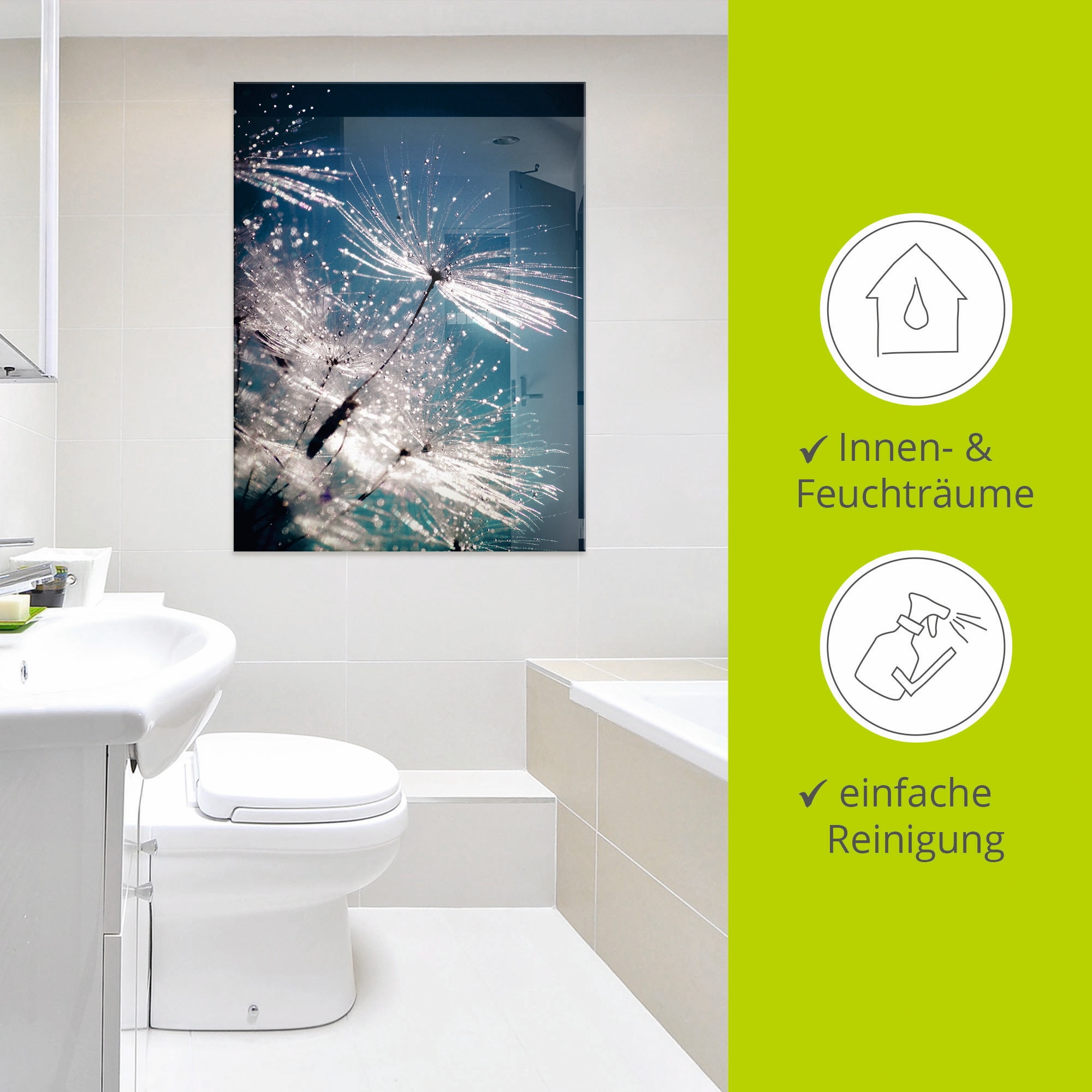 Artland Tableau en verre »Pusteblume Kristallschirmchen« 1 cuis tlg. in verschiedenen Grössen