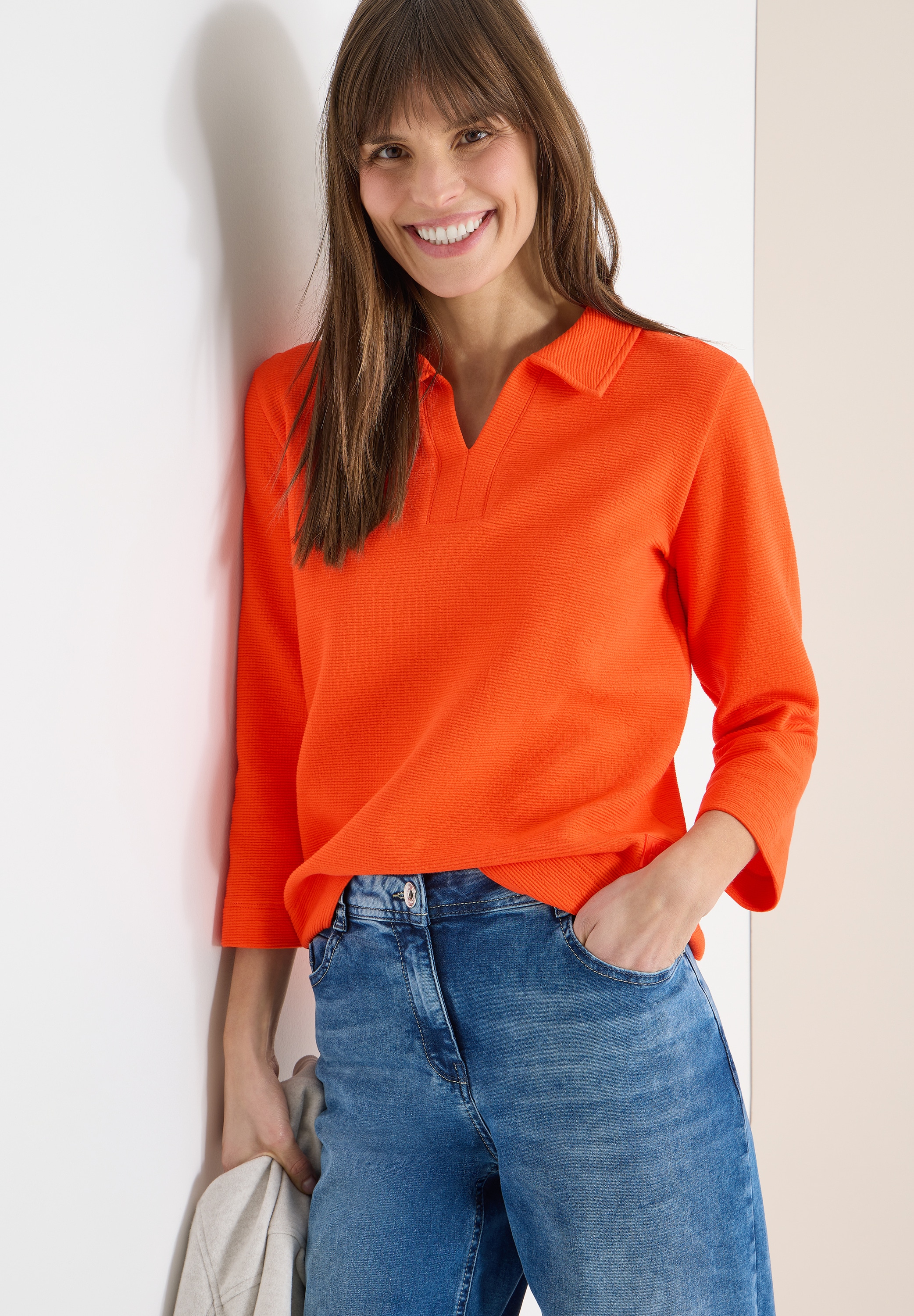 Cecil T-shirt à manches 3/4 mit Polokragen