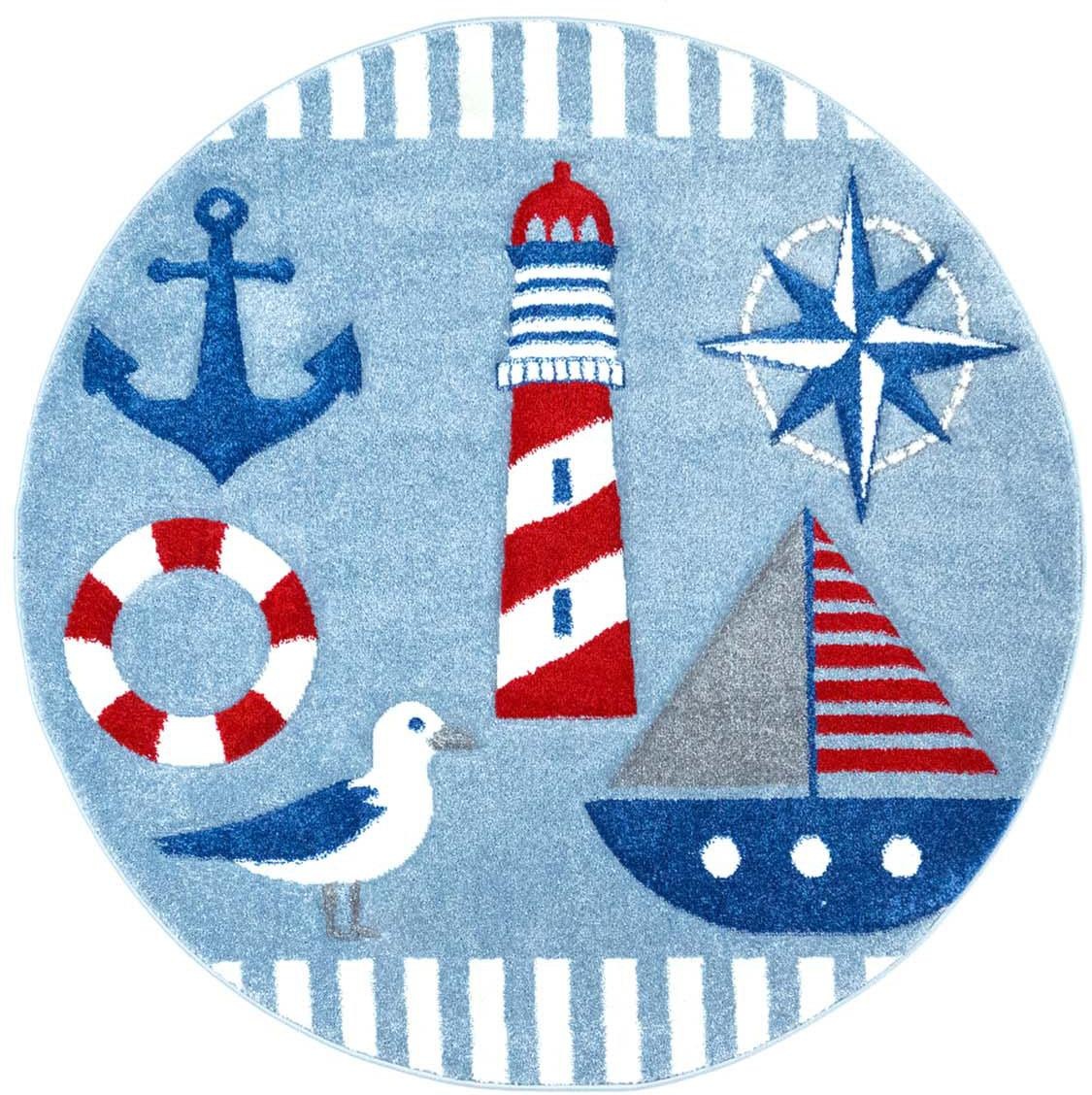 Image of Carpet City Kinderteppich »Bueno Kids 1423«, rund, 13 mm Höhe, Spielteppich, Maritim, 3D-Effekt, Weicher Flor, Pflegeleicht, Kinderzimmer bei Ackermann Versand Schweiz