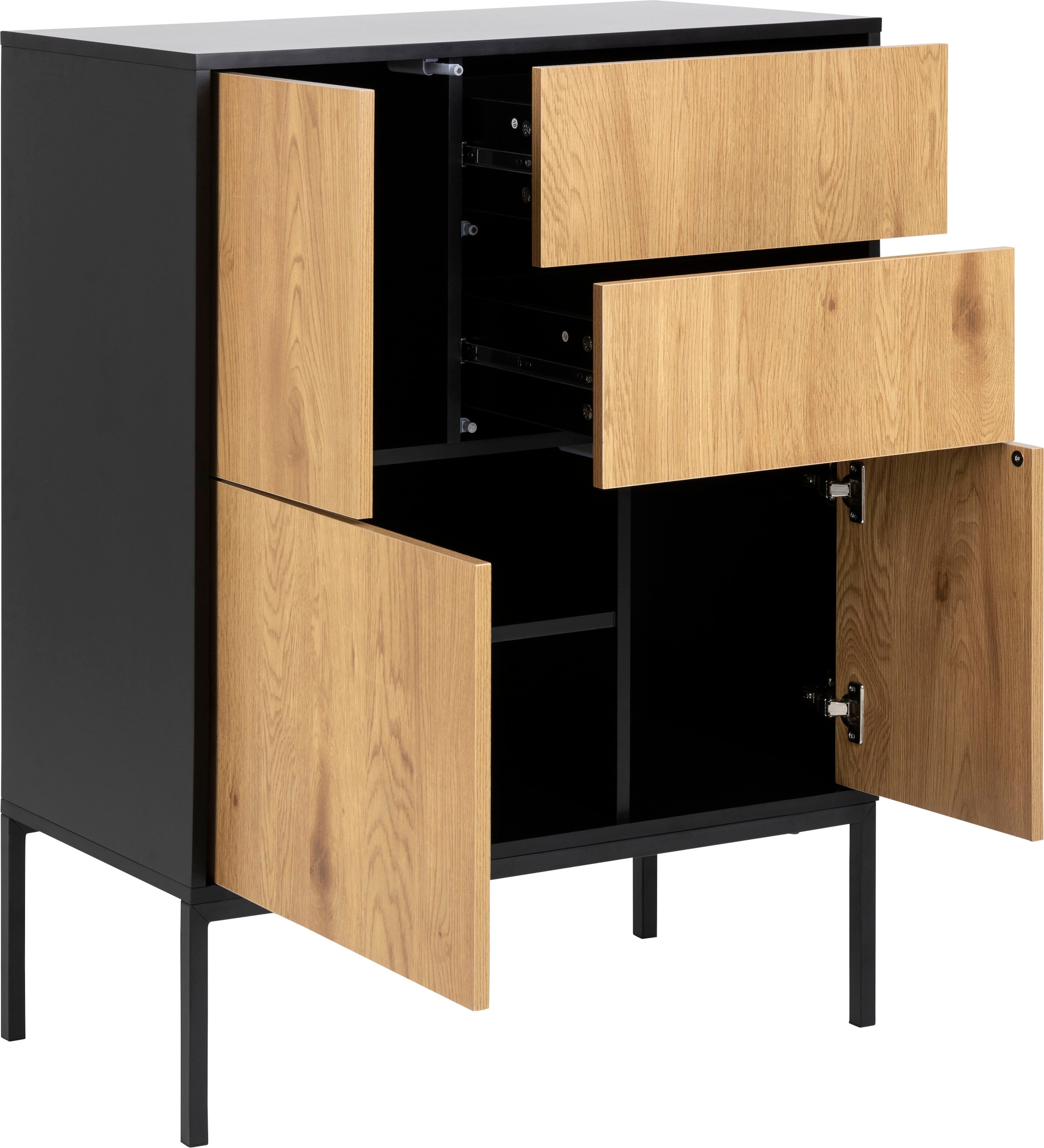 ACTONA GROUP Buffet 1,  avec imitation chêne sauvage, 3 portes et 2 tiroirs, largeur 80 cm