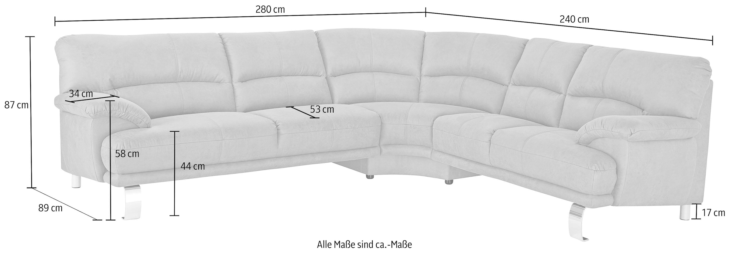 TRENDMANUFAKTUR Ecksofa »Cecilia II, in italienischen Design, bequem, hoher Sitzkomfort, L-Form«