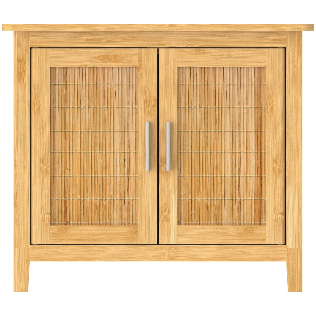 Schütte Waschbeckenunterschrank »Bambus«, mit zwei Türen, Badmöbel mit Siphonausschnitt, Breite 67 cm, nachhaltiges Badmöbel Bambus