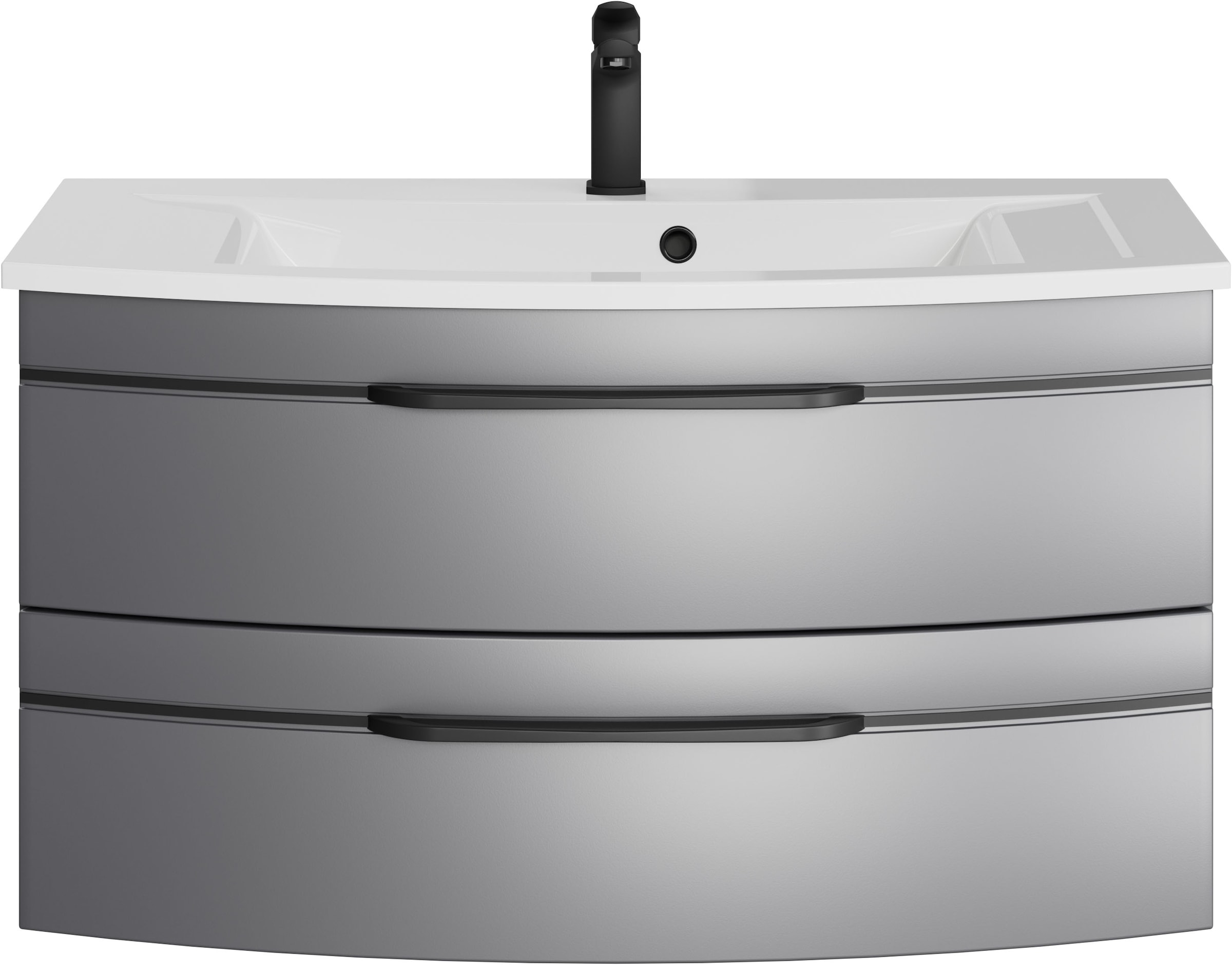 Saphir Table de lavage »Serie 7045 Mineralmarmor-Waschtisch und Unterschrank, 91 cm breit« meuble lavabo avec 2 tiroirs, ensemble mobilier de salle de bain avec lavabo