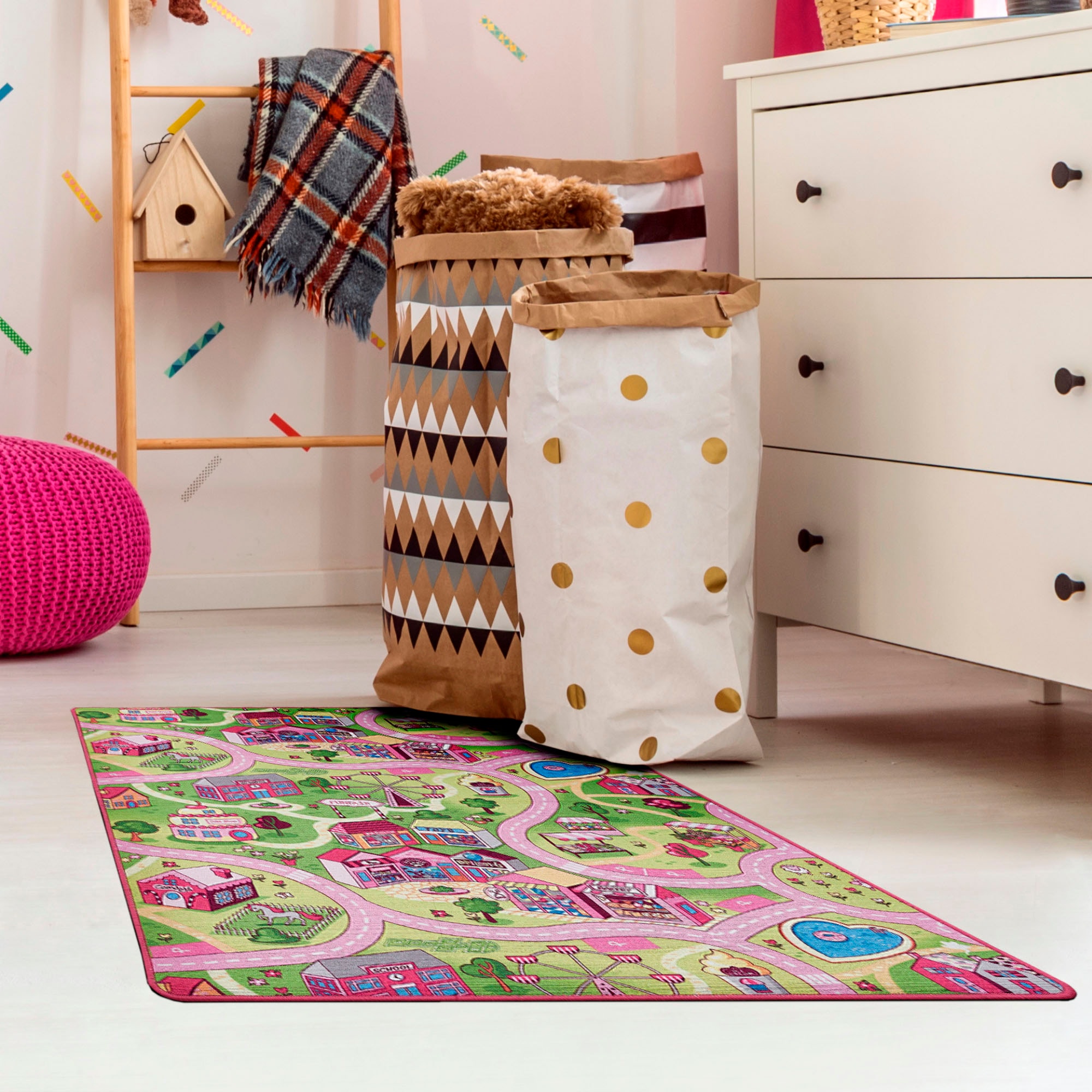 Andiamo Kinderteppich »Strasse Lagerräumung«, rechteckig, 5 mm Höhe, Strassen-Spiel-Teppich, Sonderposten, für Mädchen & Jungen