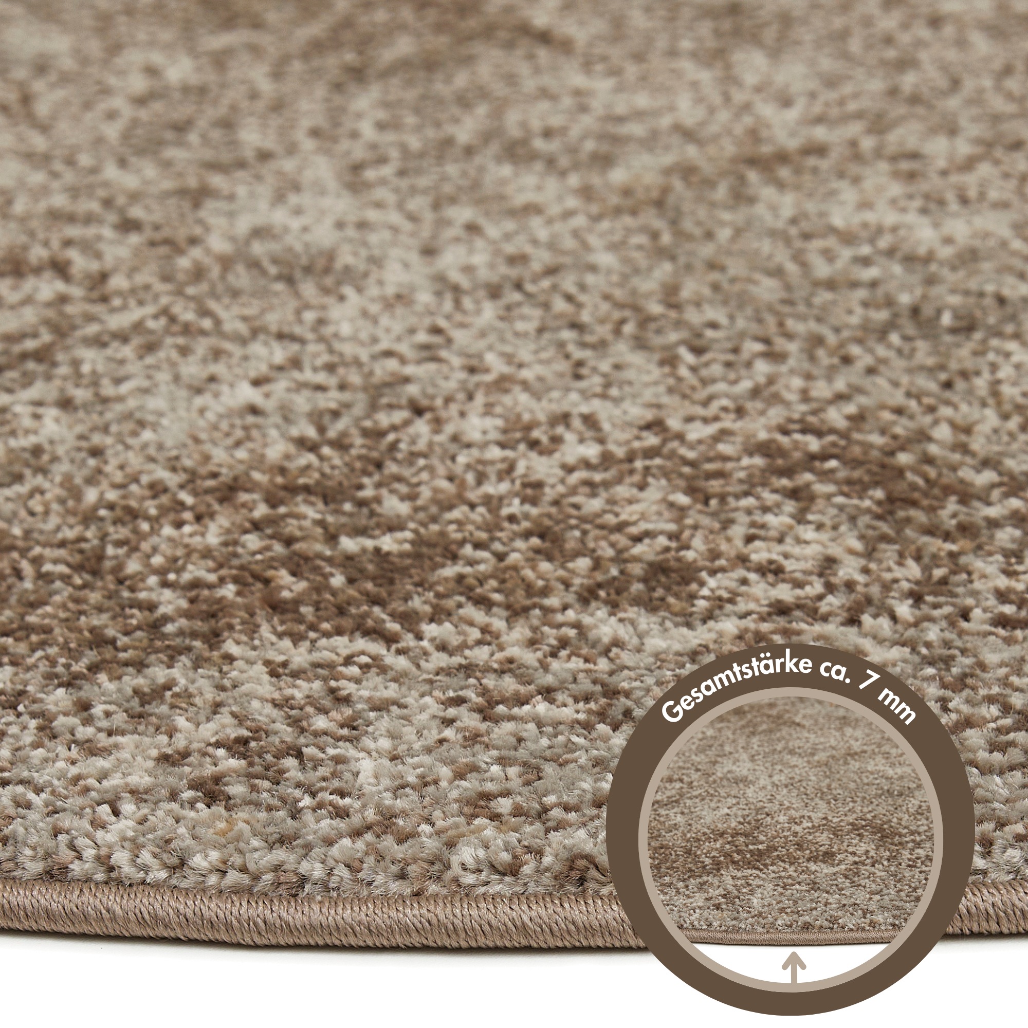 Andiamo Teppich »Luna«, rund, 7 mm Höhe, Kurzflor, modernes Design, meliert, Wohnzimmer, Schlafzimmer