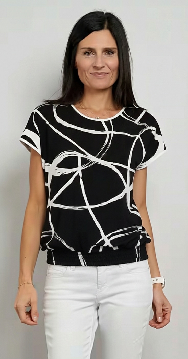 Seidel Moden T-shirt à manches courtes mit grafischem Muster - Rundhals  - MADE IN GERMANY