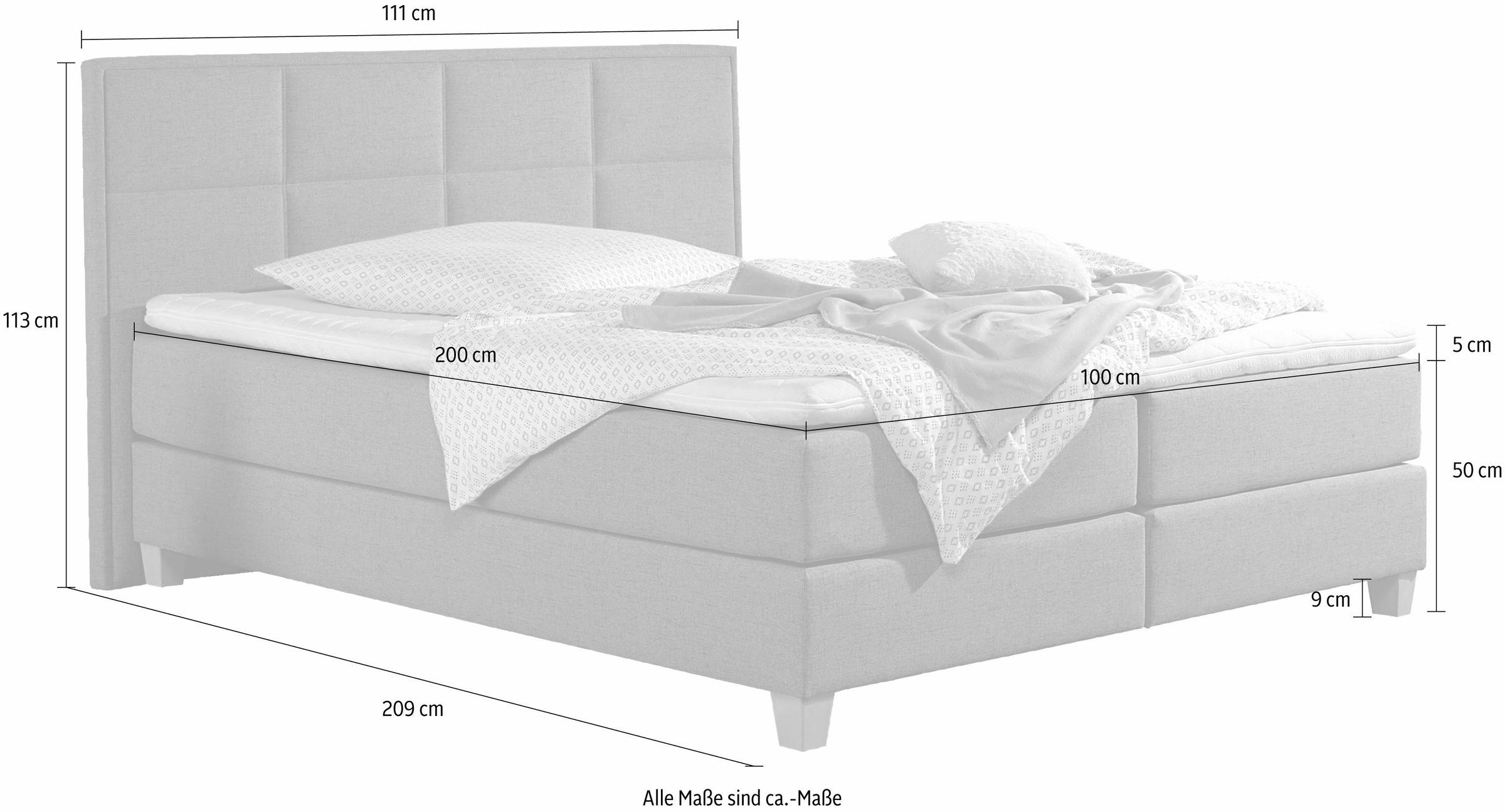 Home affaire Lit boxspring »Casey« en 5 largeurs, 3 modèles, 2 degrés de fermeté, matelassage, surmatelas