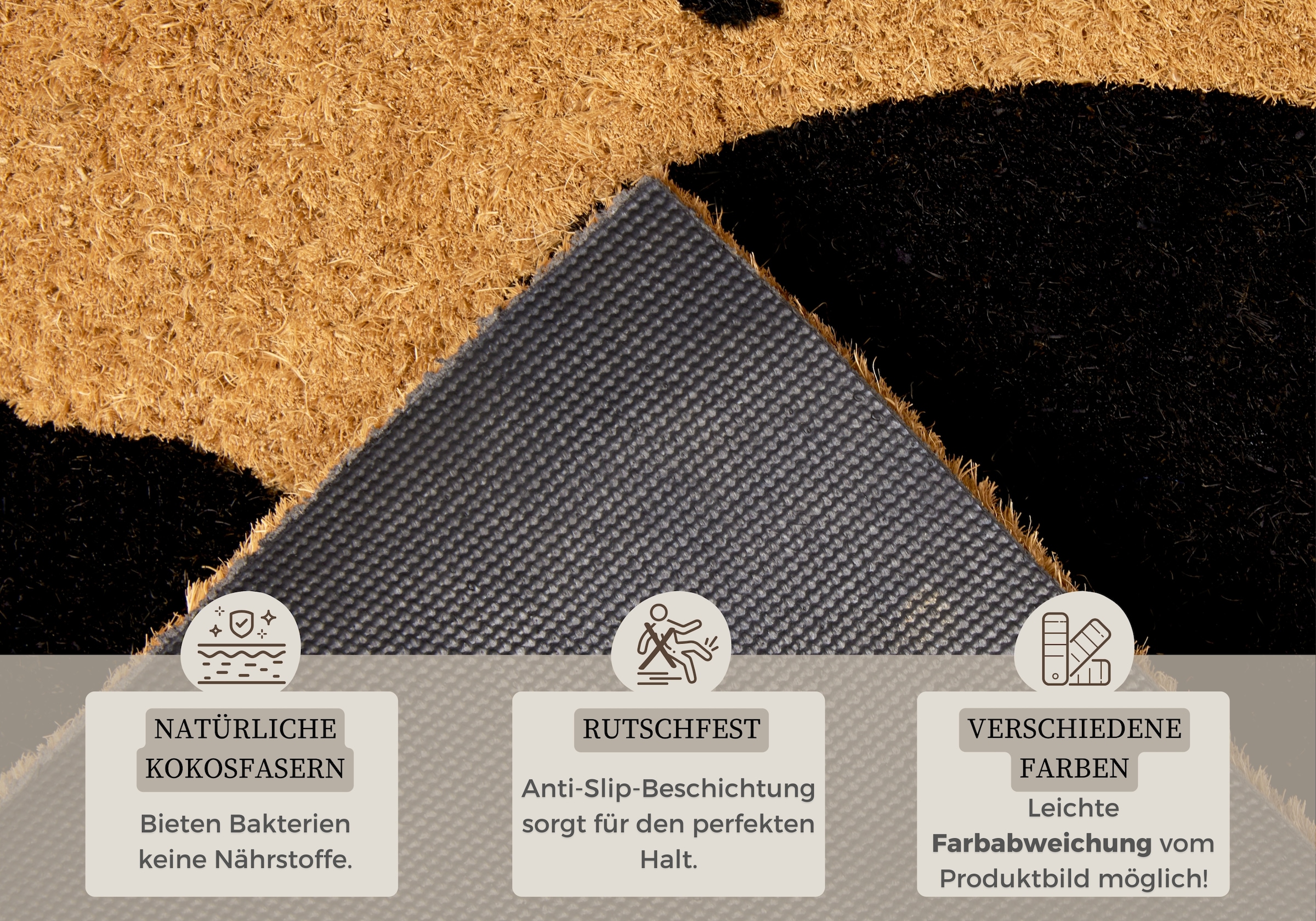 HANSE Home Fussmatte »Cat, Türmatte«, rechteckig, 15 mm Höhe, Kokos, Schmutzfangmatte, Outdoor, Rutschfest, Innen, Kokosmatte, Flur