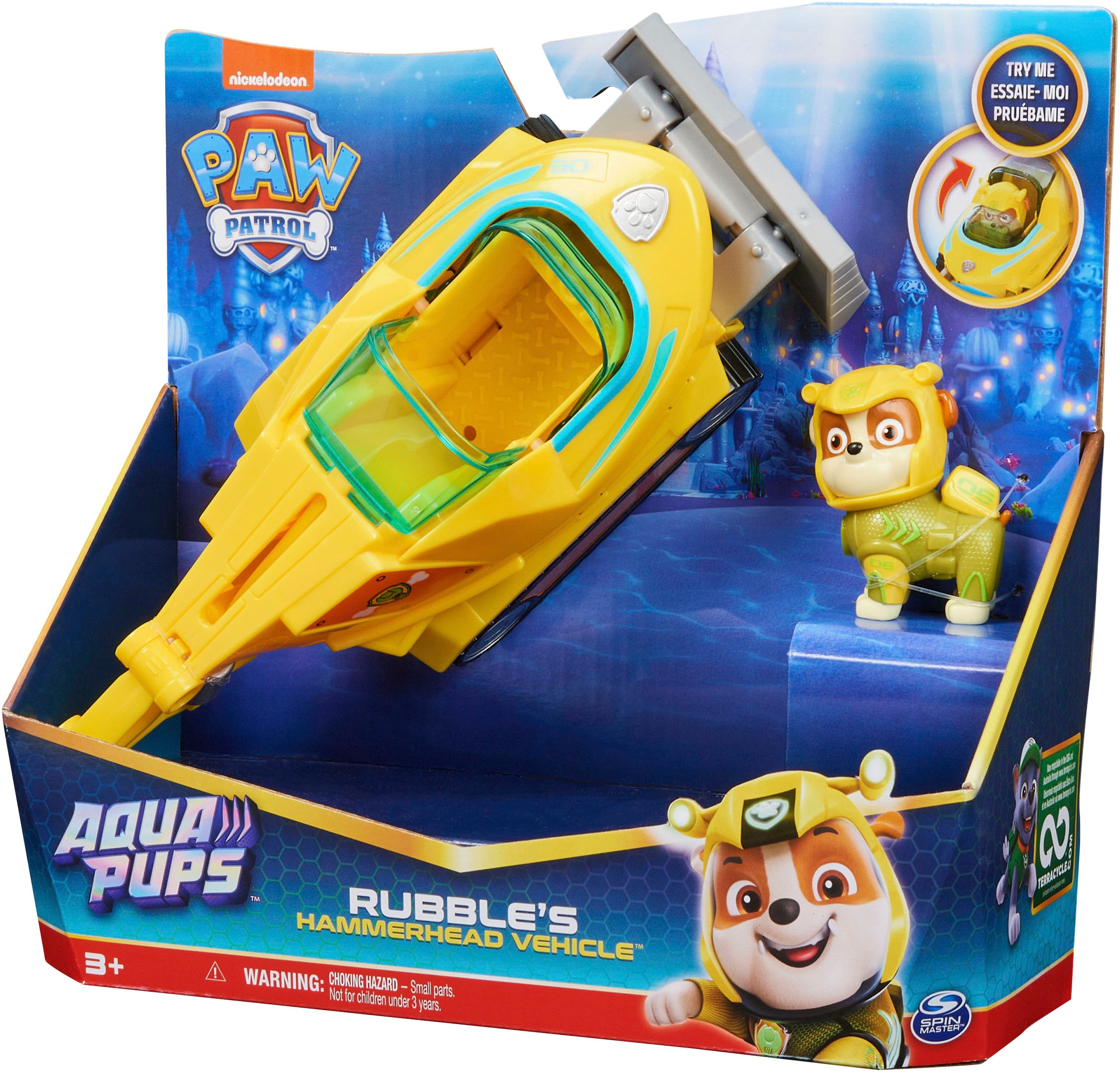 Spin Master Voiture-jouet »Paw Patrol - Aqua Pups - Basic Themed Vehicles Solid Rubble« mit Funktionen