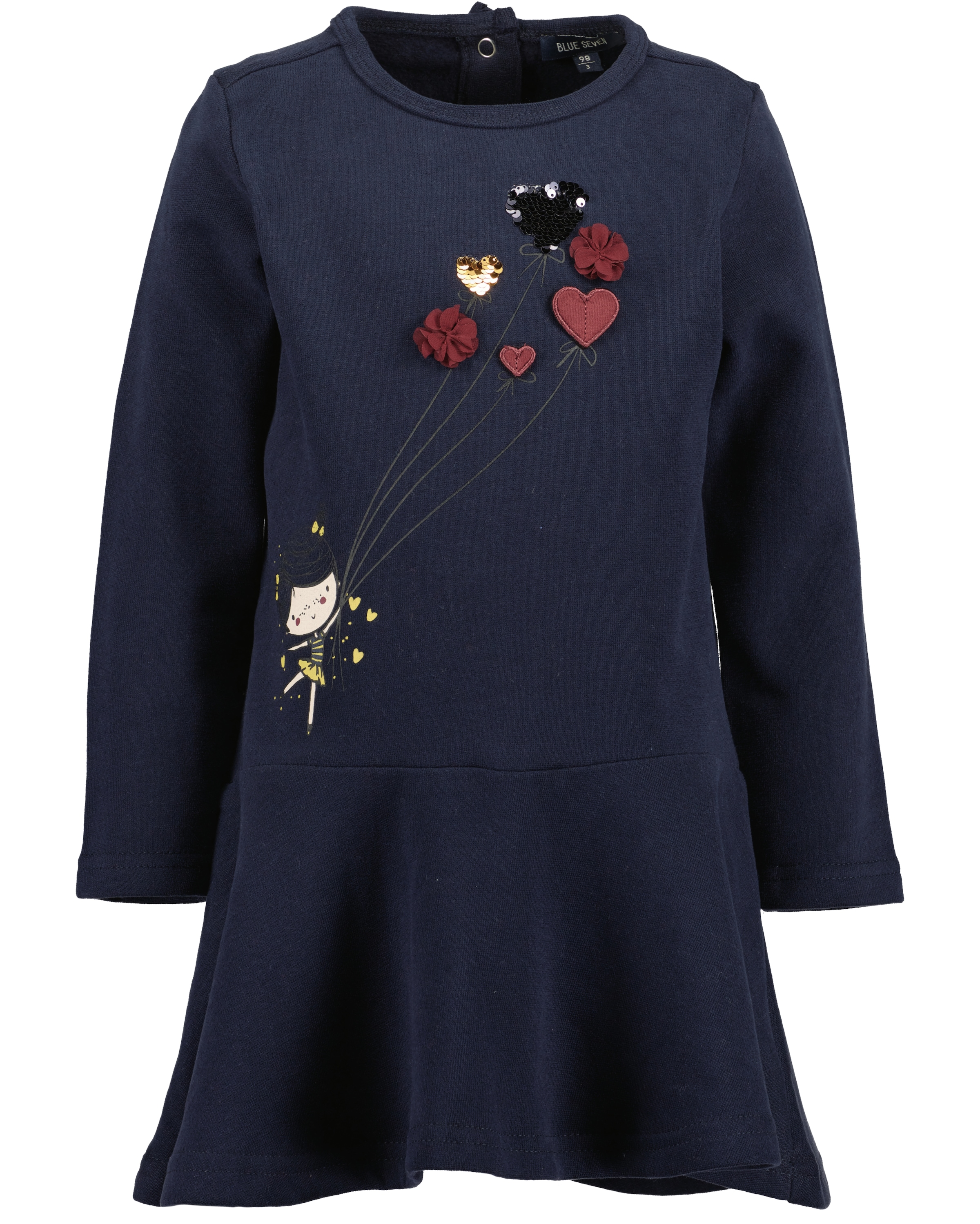 Image of Blue Seven Sweatkleid mit tollem Frontmotiv mit Wechselpailletten und Tüllapplikation