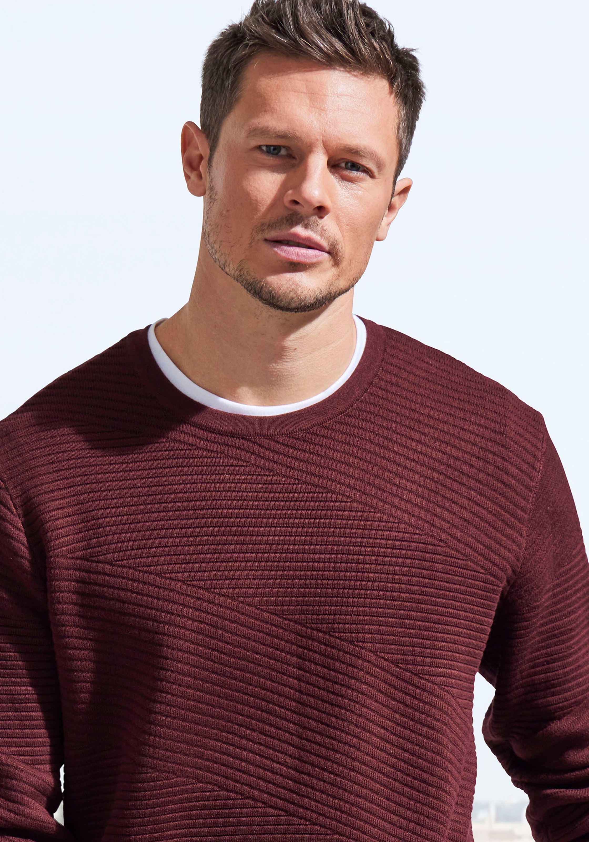 John Devin Strickpullover, Pullover aus weichem Strukturstrick