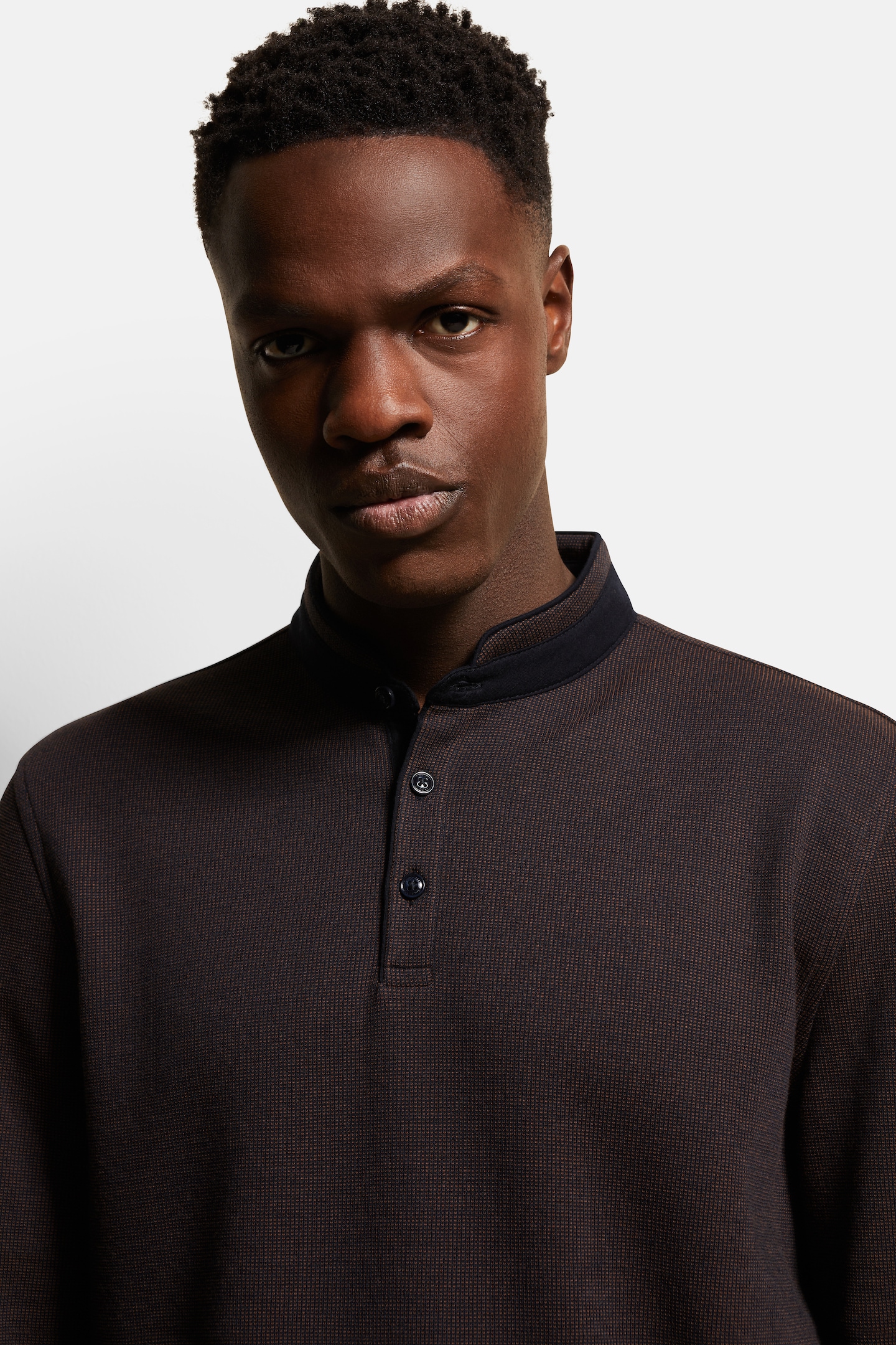 bugatti Langarm-Poloshirt, mit Stehkragen