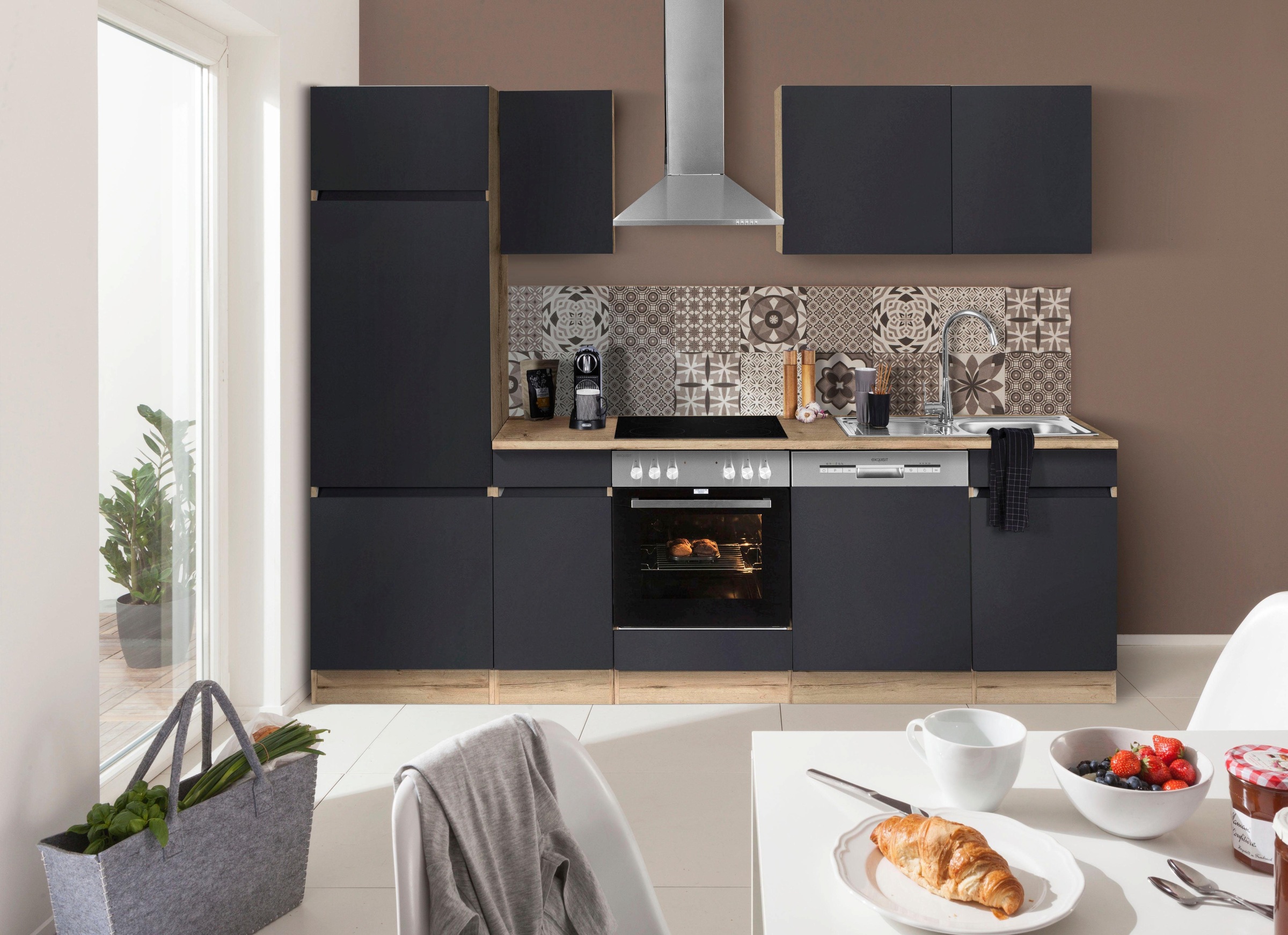 OPTIFIT Küchenzeile "Roth" Breite 270 cm, wahlweise mit E-Geräten, mit Push-to-Open-Funktion