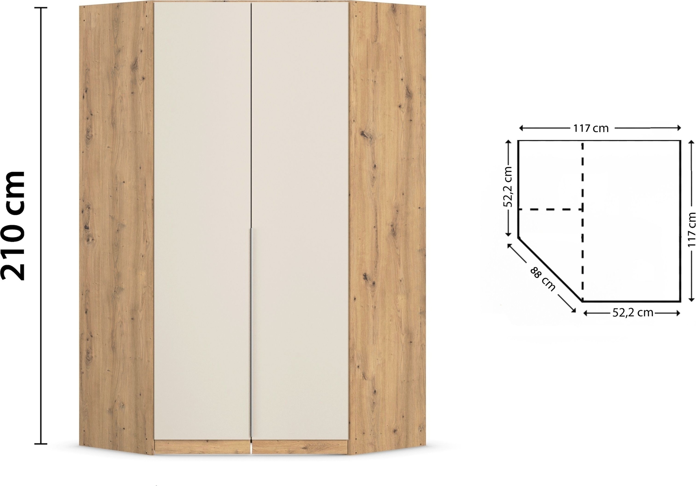 GOODproduct Kleiderschrank »Eckschrank Mehrzweckschrank Ankleide Schlafzimmer Garderobe AGORDO« Eiche Artisan/Kaschmir, ausgestattet mit viel Stauraum MADE IN GERMANY