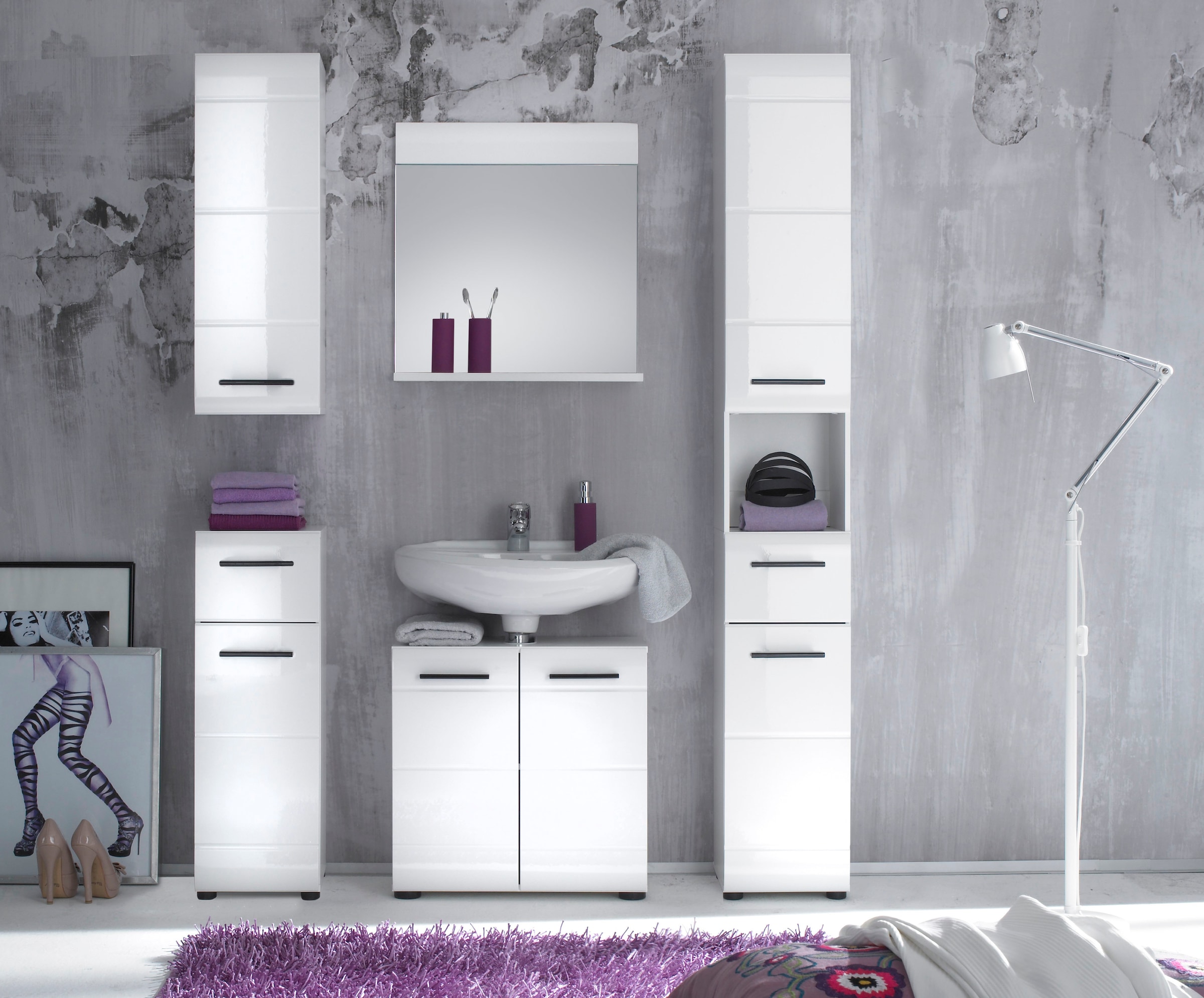 welltime Waschbeckenunterschrank »Sovana« Waschtisch mit verstellbarem Fach - Masse (B/T/H) 60/31/56 cm