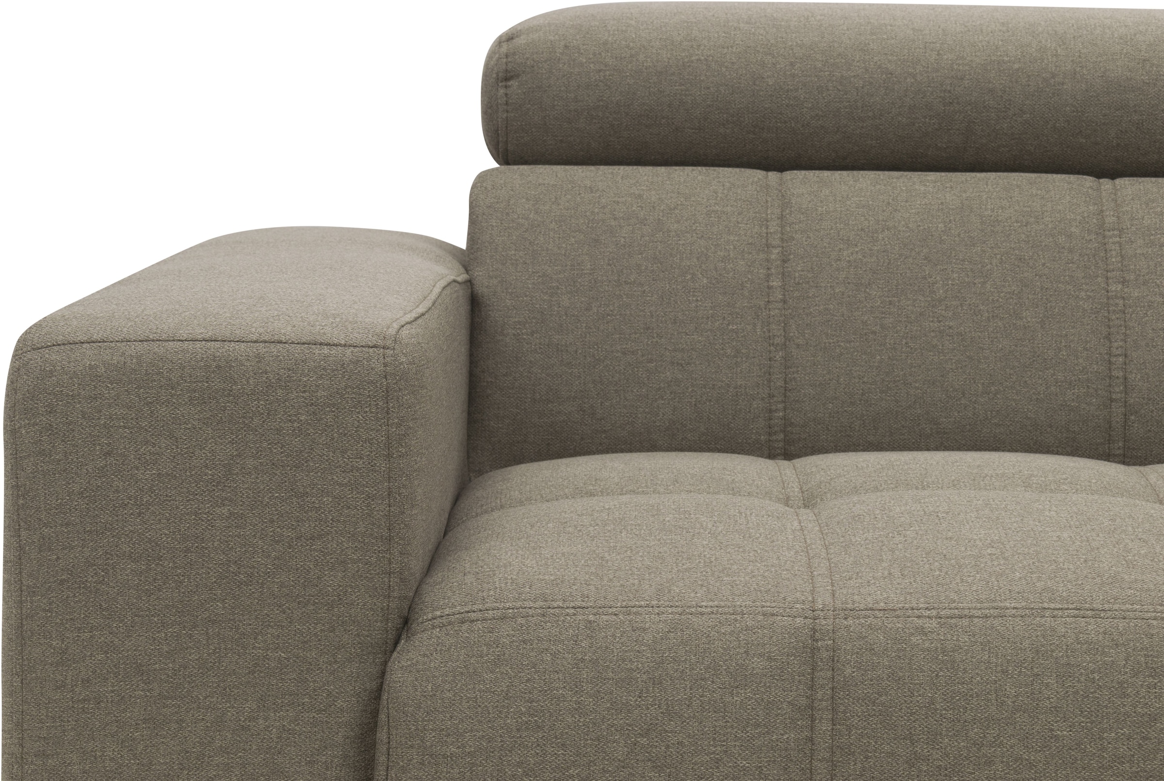 DOMO collection Canapé d'angle »Trento L-Form, mit Kufenfuss oder Einzelfuss« wahlweise mit Kopfteilverstellung, Recamiere links/rechts bestellbar