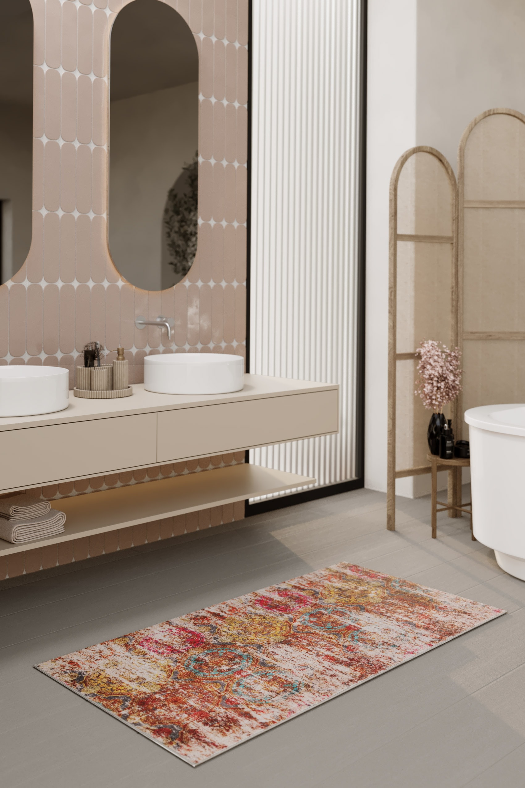 Wecon home Badematte »Beach Front«, fussbodenheizungsgeeignet, Vintage, waschbar, rutschfest, schnell trocknend, robust, Badteppich