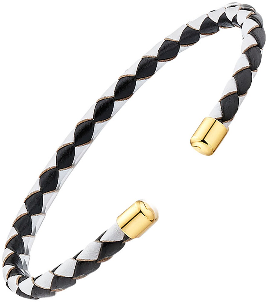 Aniston JEWELRY & WATCHES Armspange "Schmuck Geschenk Armspange Leder schwarz/weiss Edelstahl"