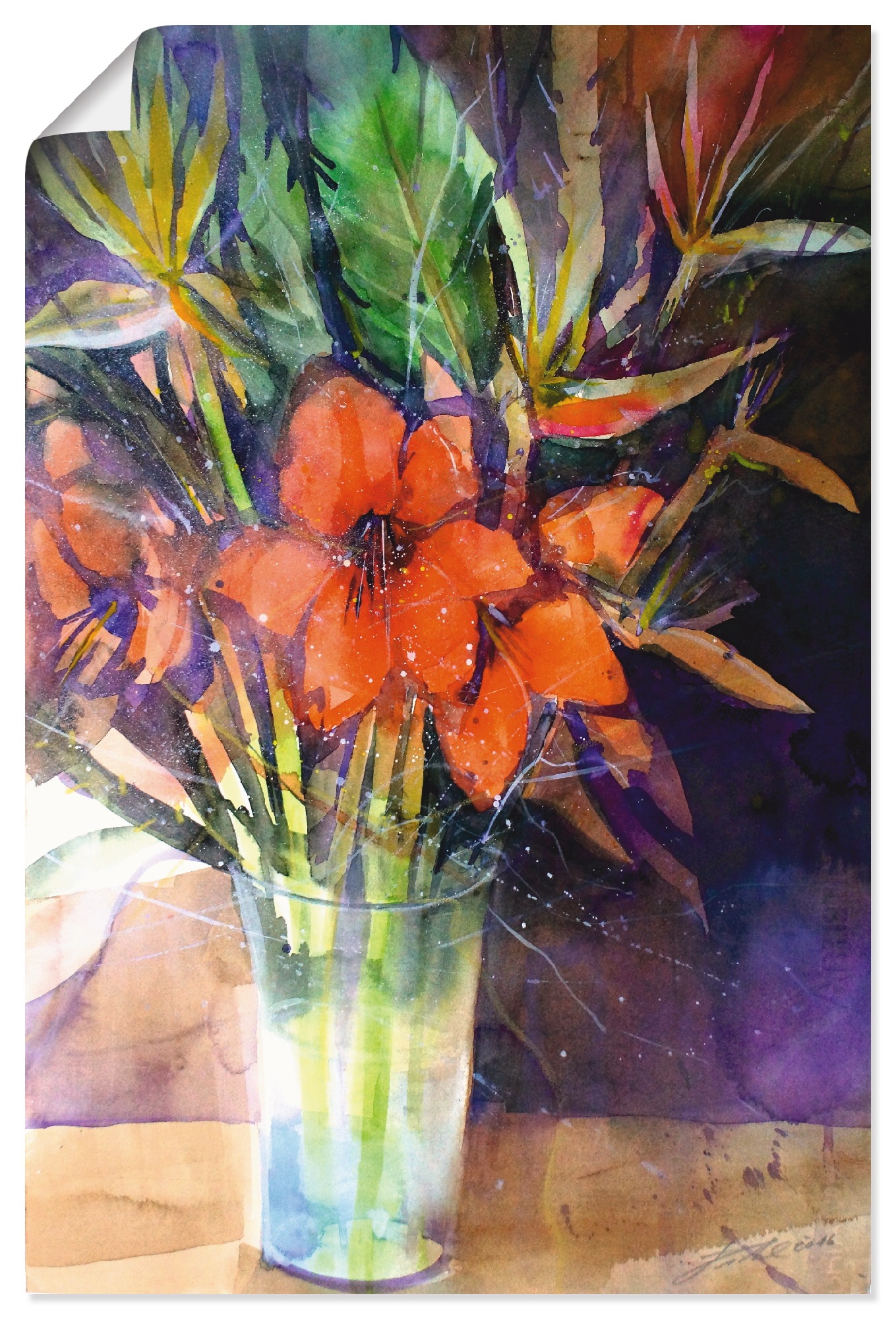 Image of Artland Wandbild »Amaryllis und Strelizien in Vase«, Vasen & Töpfe, (1 St.), in vielen Grössen & Produktarten - Alubild / Outdoorbild für den Aussenbereich, Leinwandbild, Poster, Wandaufkleber / Wandtattoo auch für Badezimmer geeignet bei Ackermann Versan