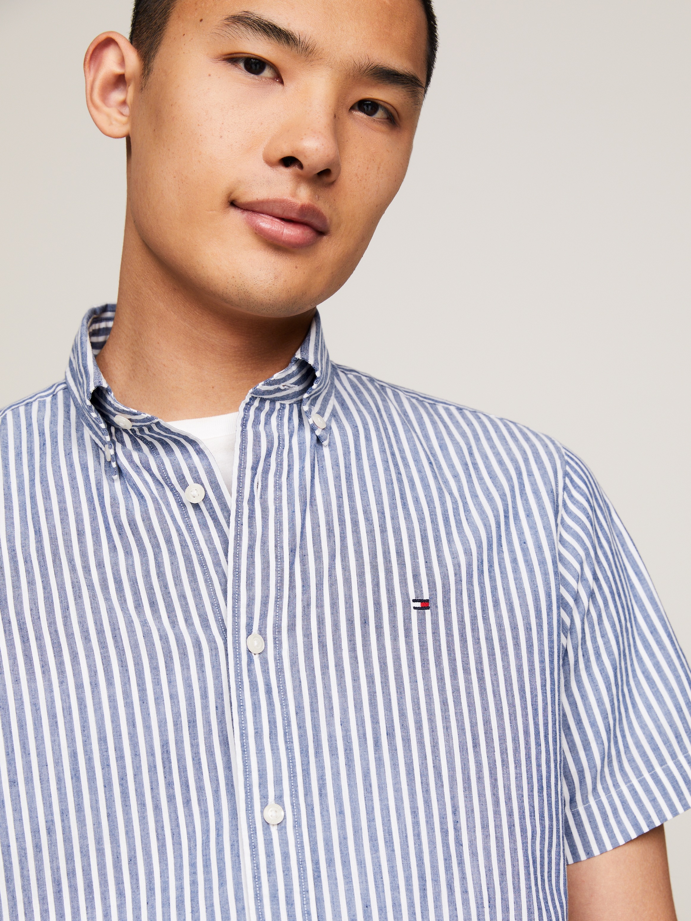 Tommy Hilfiger Kurzarmhemd »W-CO/LI CLASSIC STP RF SHIRT«, fein gestreift