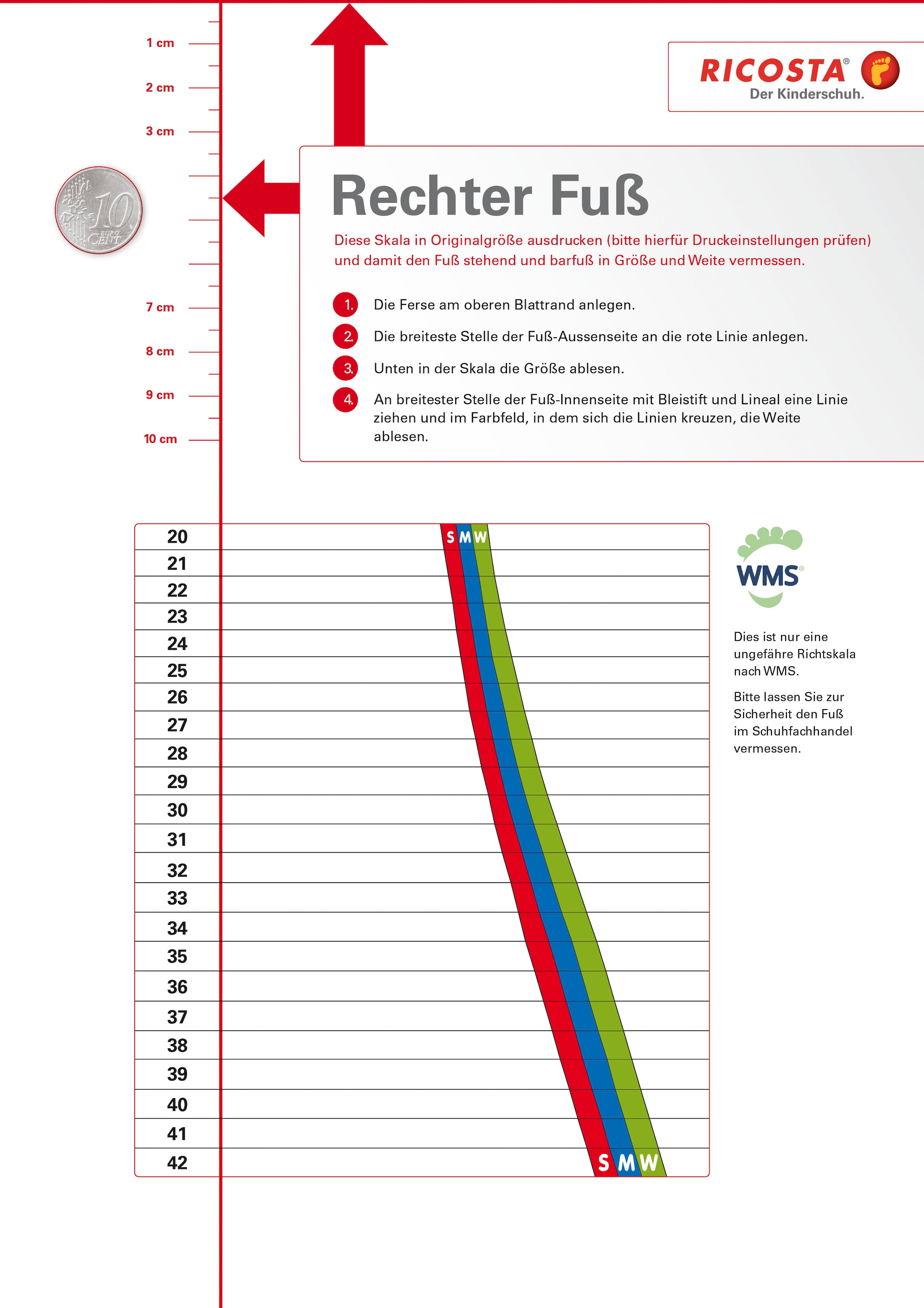 PEPINO by RICOSTA Lauflernschuh »Ebi WMS: mittel«, Klettschuh, Lederinnensohle, Grössenschablone zum Download