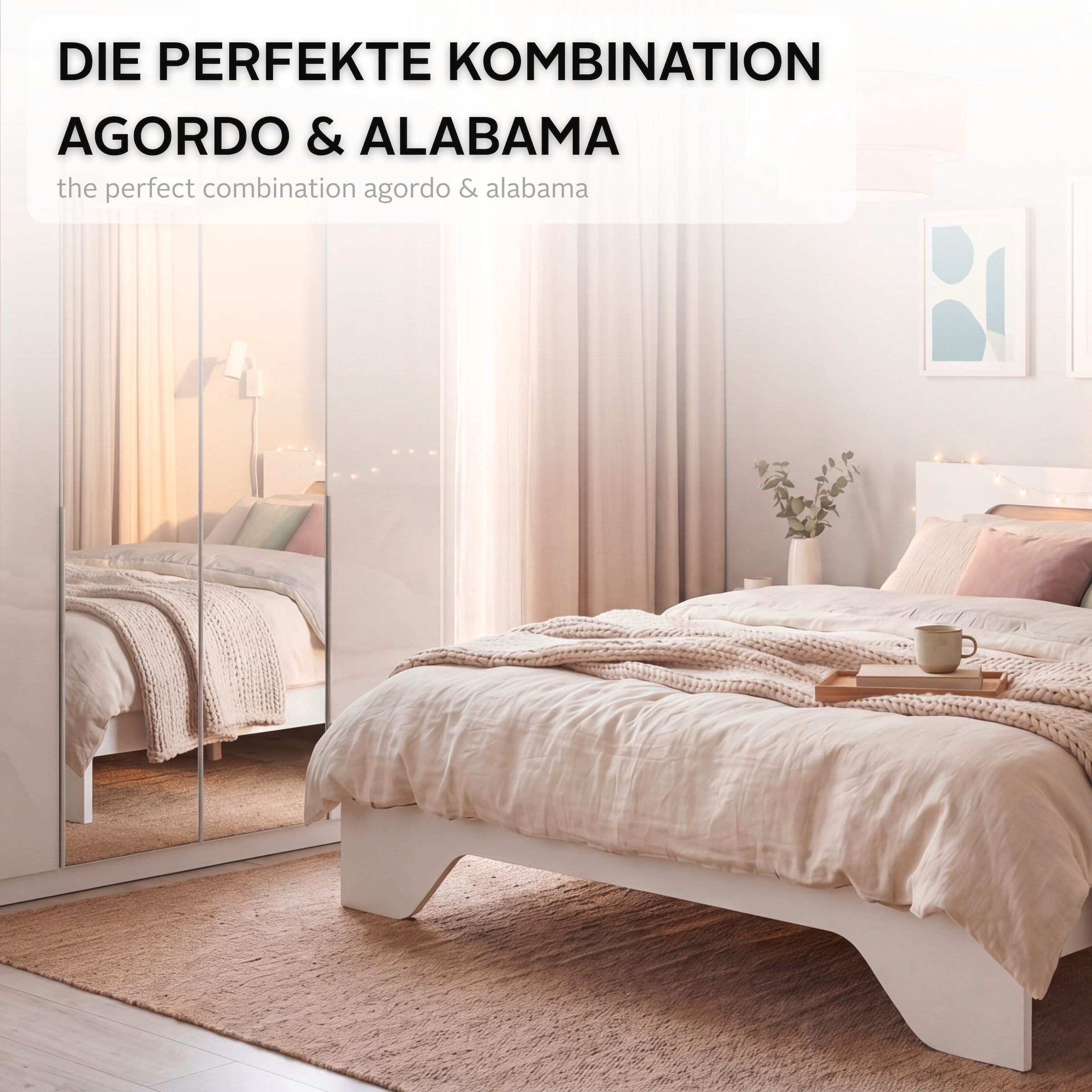 GOODproduct Bett »Doppelbett Holzbett Futonbett AGORDO« Liegefläche: 180x200 cm,  mit stilvoller Kopfteil-Absetzung in Eiche Artisan MADE IN GERMANY