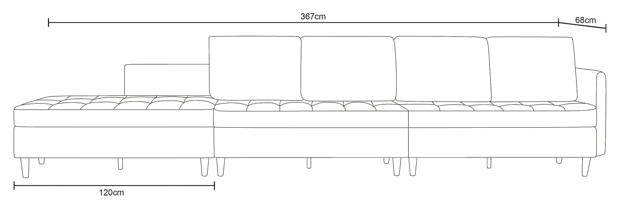 Dorel Home Wohnlandschaft »LINDHUS, Chenille, Modulsofa, verschiedene Stellvarianten« Breite als U-Form (254cm) mit Verbindern fixierbar, Recamiere,Stauraum