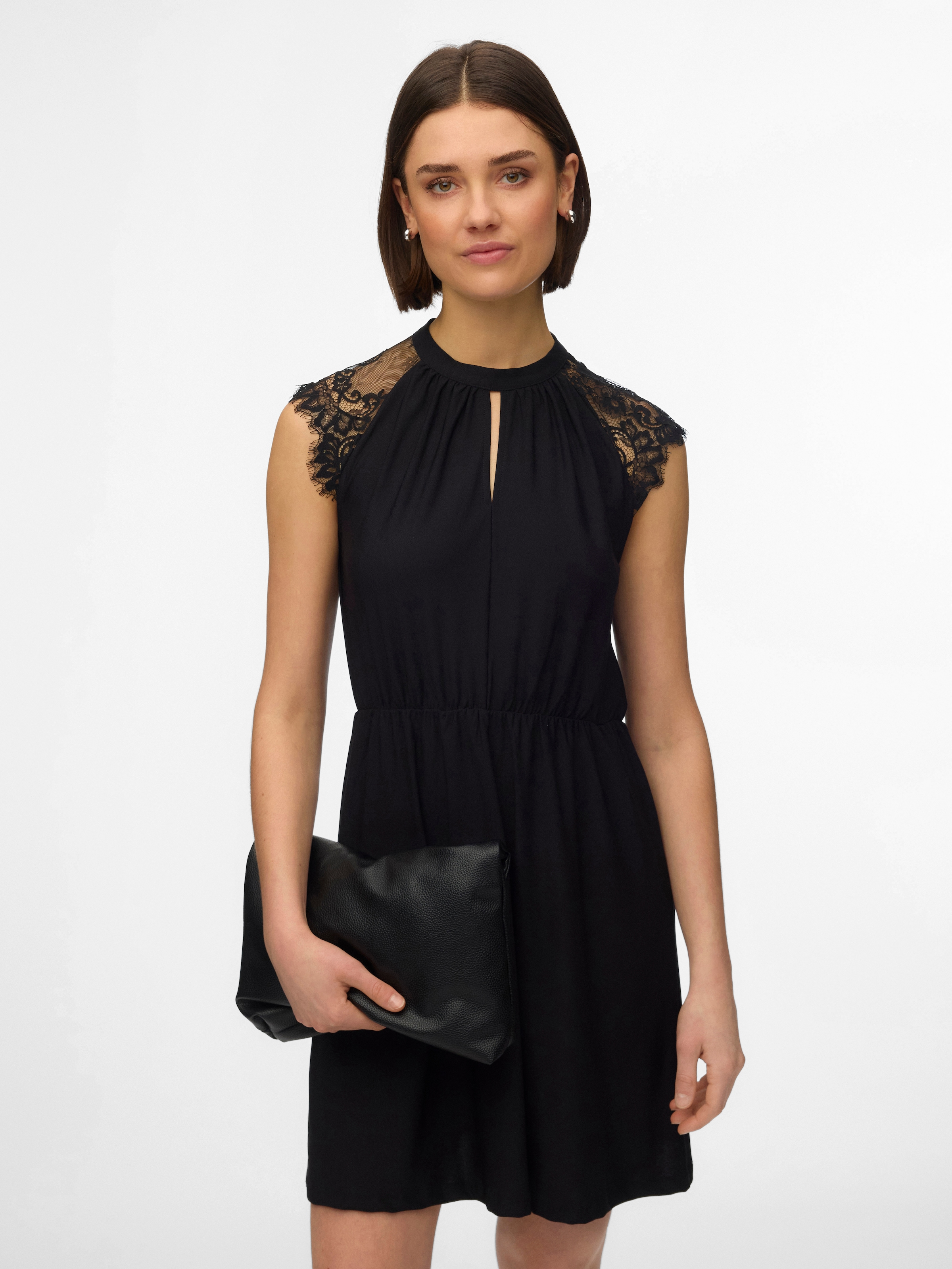 Image of Vero Moda Minikleid "VMMILLA SL SHORT LACE DRESS NOOS" Materialmix, Spitze