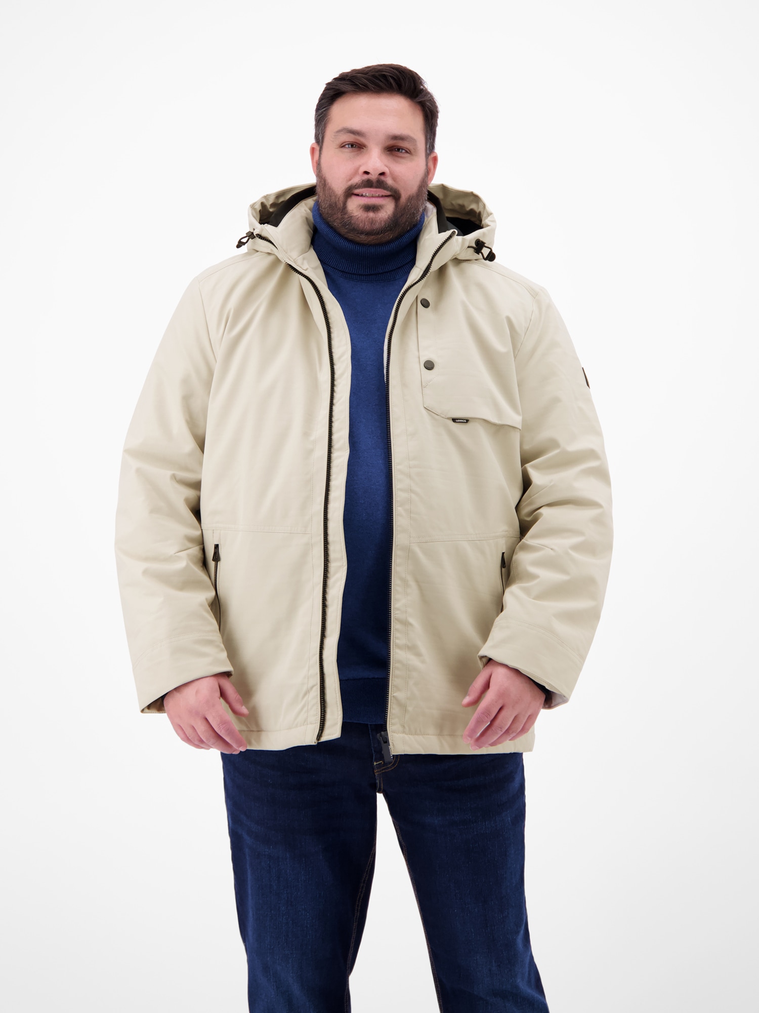LERROS Outdoorjacke »LERROS Herren Struktur-Blouson in Übergrössen« mit Kapuze Wasser- und windabweisend