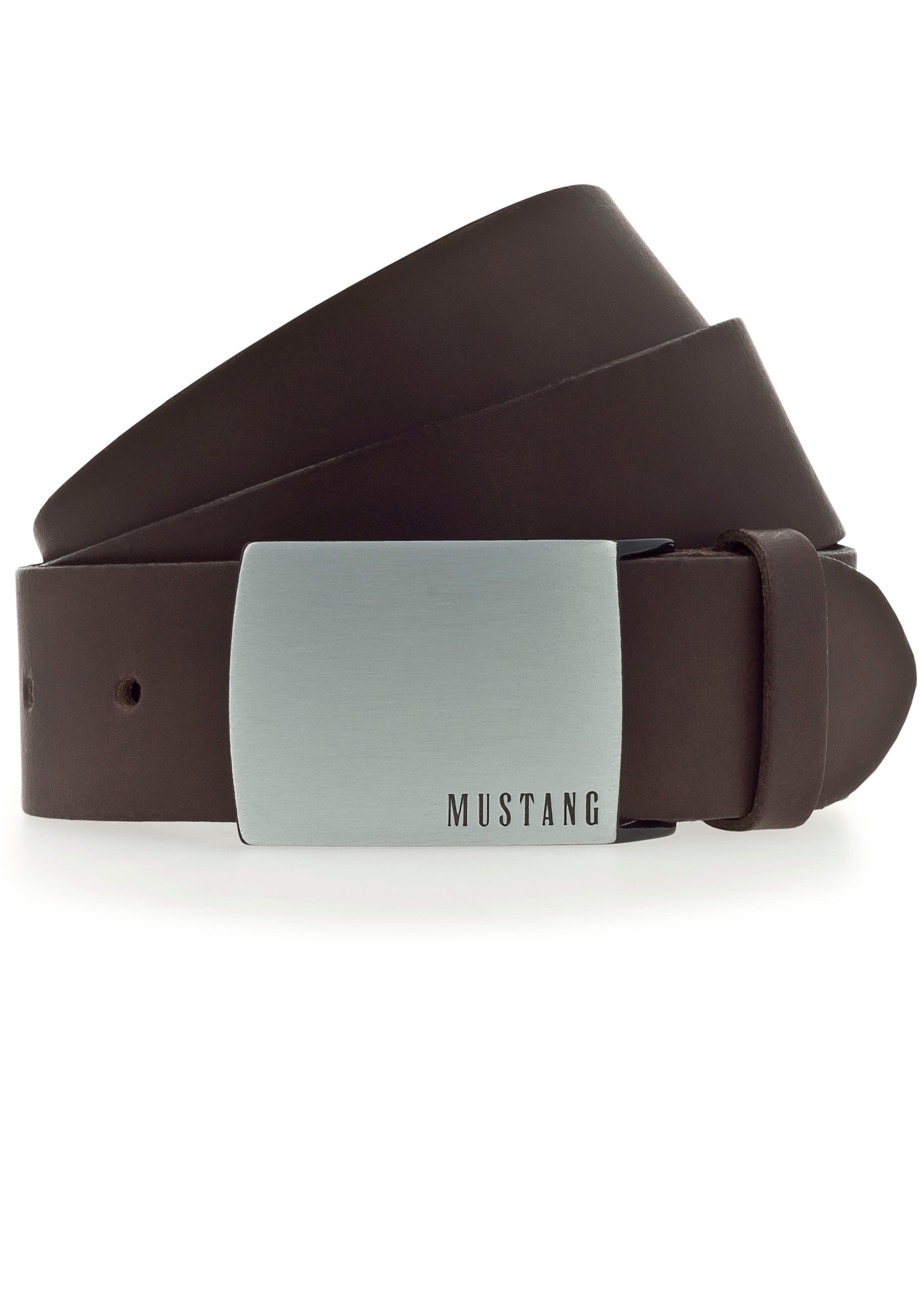 Image of MUSTANG Koppelgürtel ""Randy"" Rindleder mit Pull-Up Effekt, Logo auf der Koppelschliesse, 4 cm