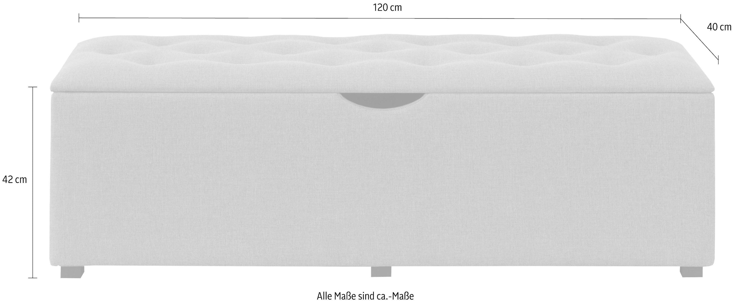 PLACES OF STYLE Banc à tabouret »Knobbed« Hockerbank mit Stauraum, Breite 120 cm und 160 cm