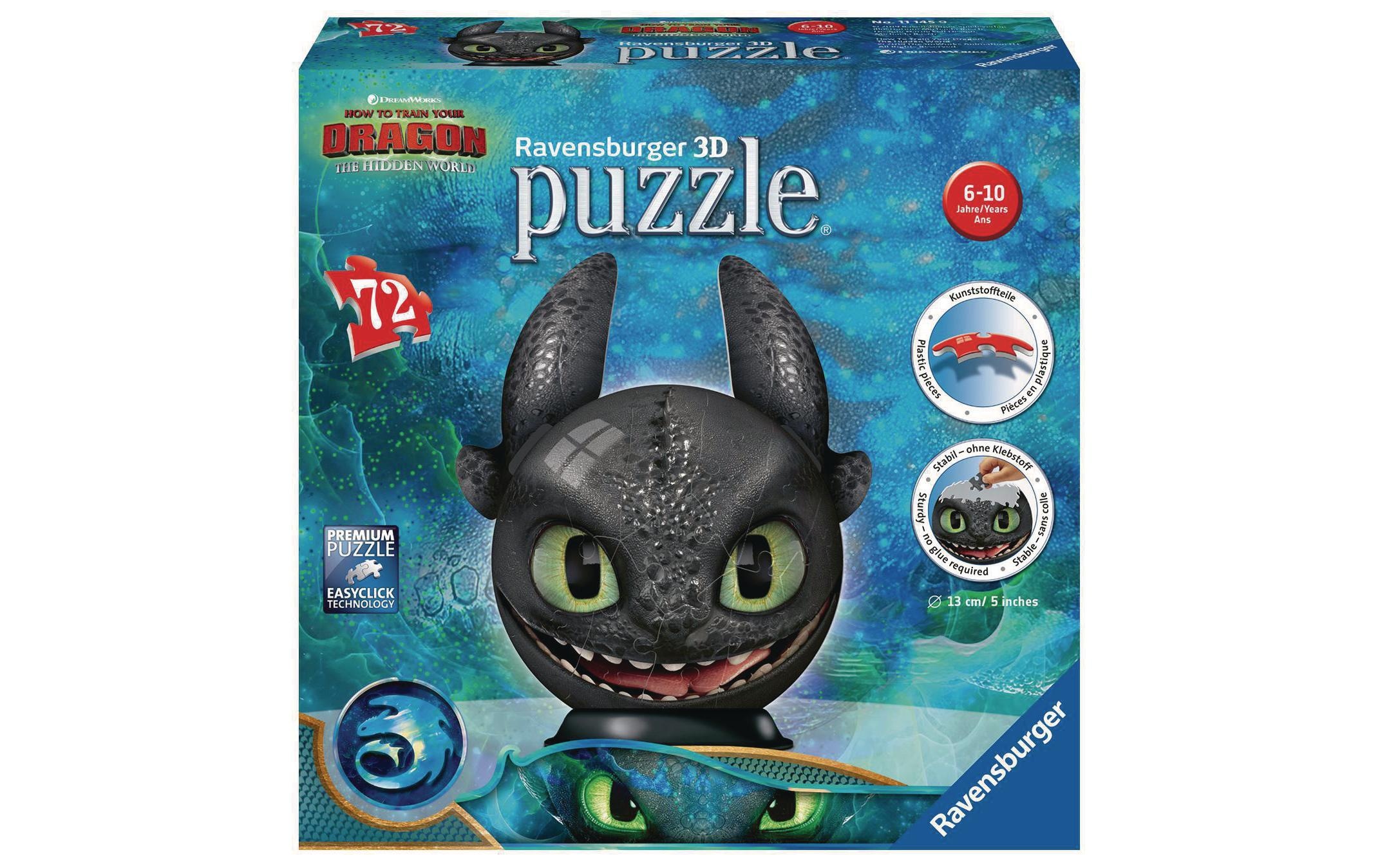 Ravensburger 3D-Puzzle »Dragons 3 Ohnezahn mit Ohren«