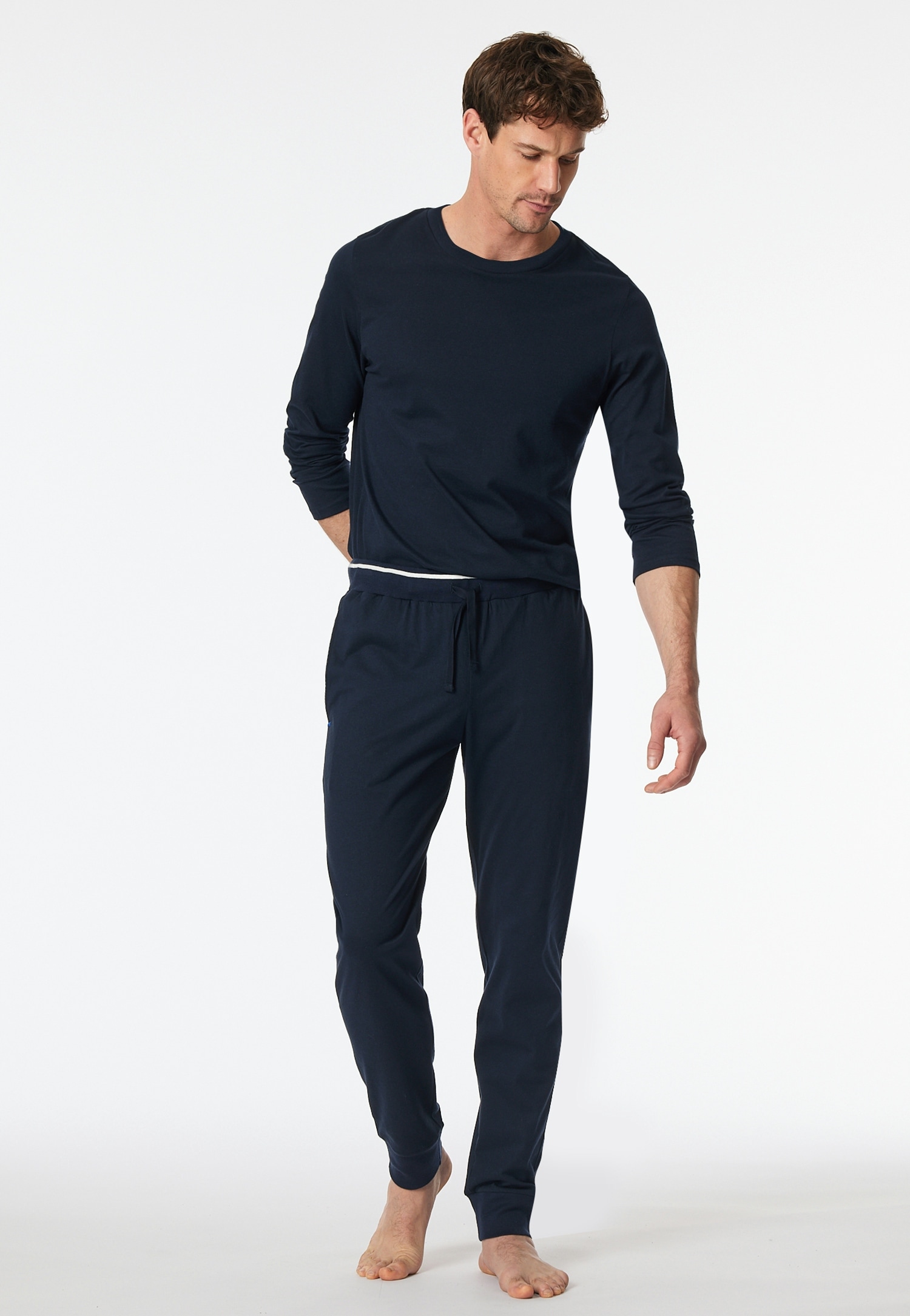 Image of Schiesser Pyjamahose "Mix+Relax" Reine Baumwolle, seitliche Taschen, Bindeband