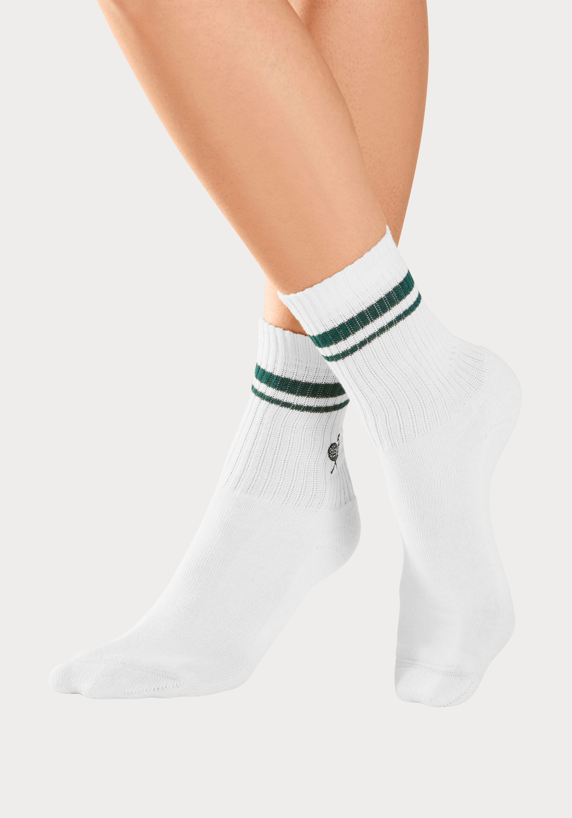 LASCANA ACTIVE Tennissocken, (Packung, 3 Paar), mit kleiner Stickerei