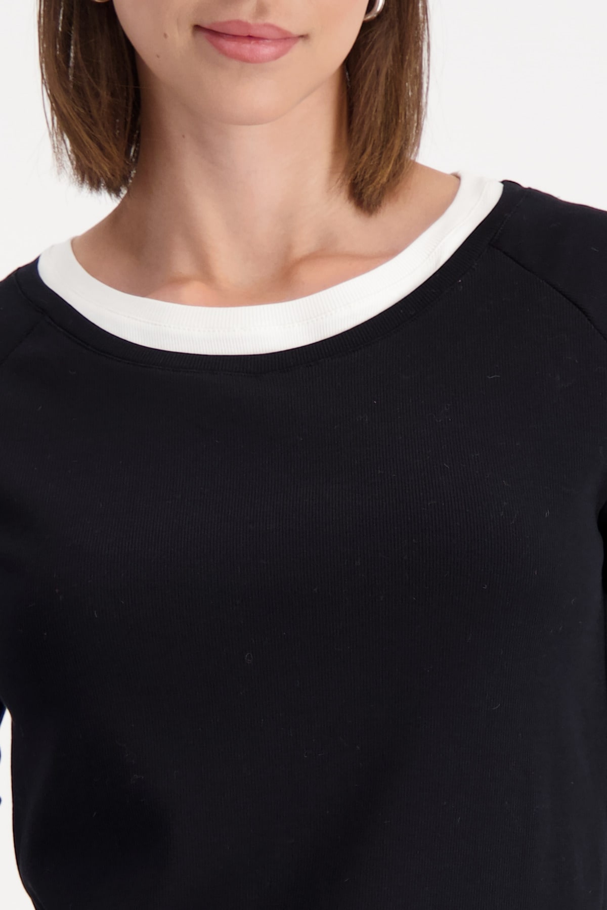 Monari Langarmshirt »Shirt Basic Rippe 2in1«, Regular fit mit Rundhalsausschnitt
