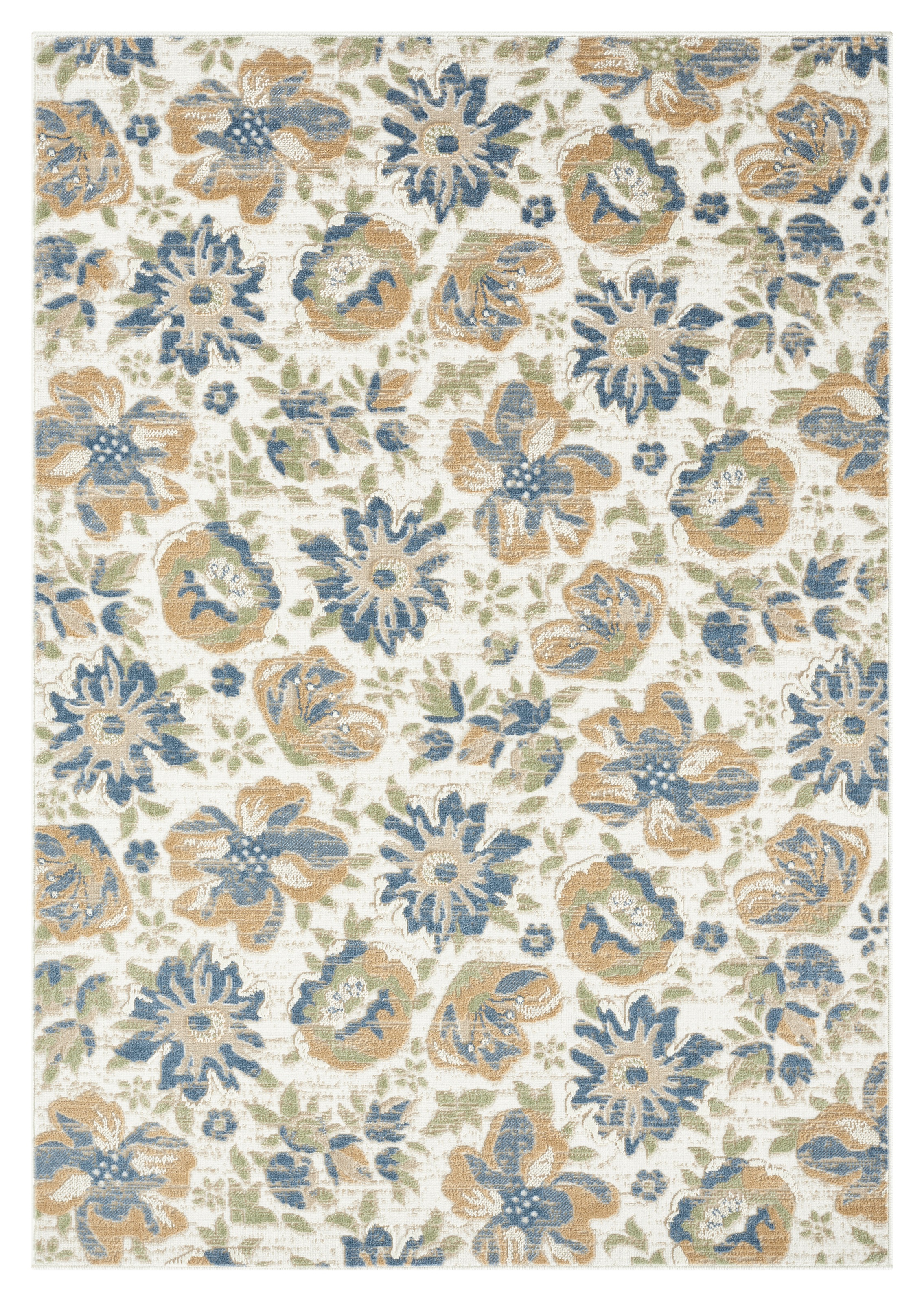 GOODproduct Teppich »Ellodie, Hoch-Tief-Struktur« rechteckig 7 mm Höhe Blumen, Floral, bunt, Wohnzimmer, Schlafzimmer, Esszimmer