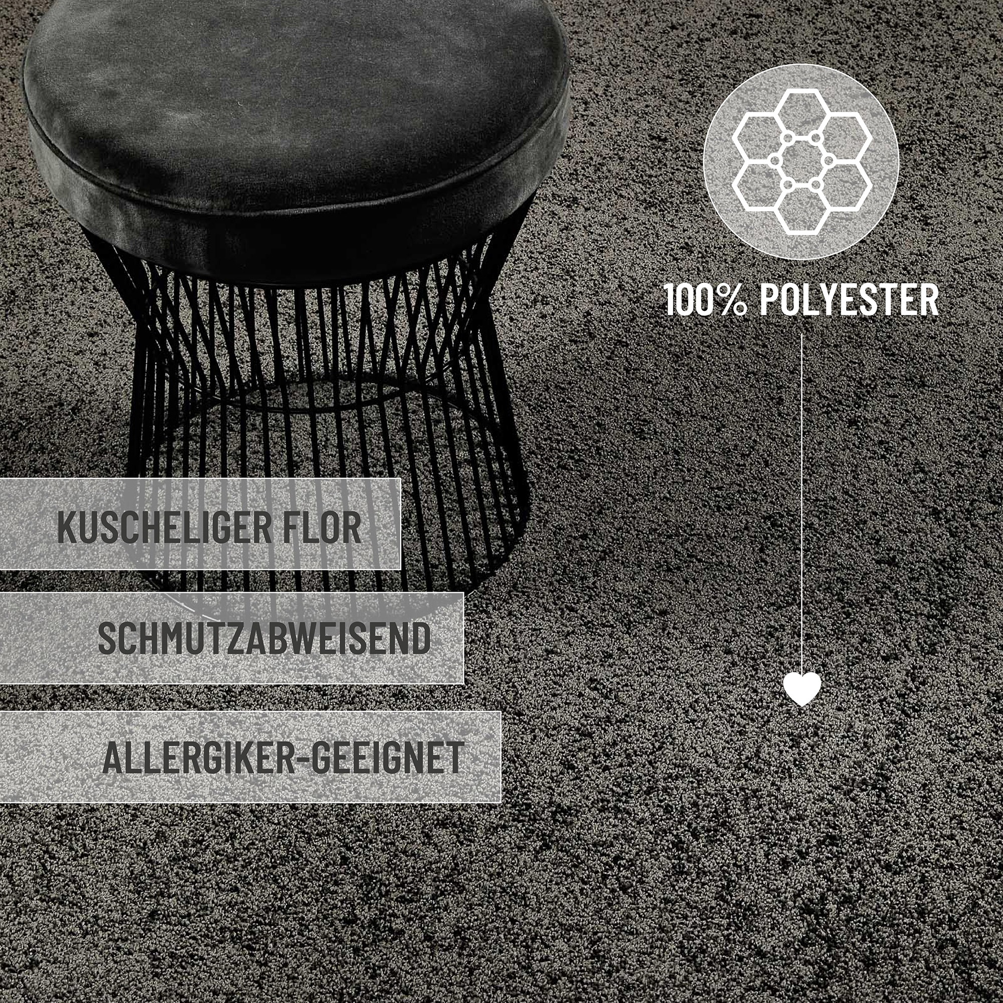Wecon home Basics Hochflor-Teppich »Nova«, rund, 25 mm Höhe, Shaggy, gewebt, robust, Wohnzimmer, Schlafzimmer
