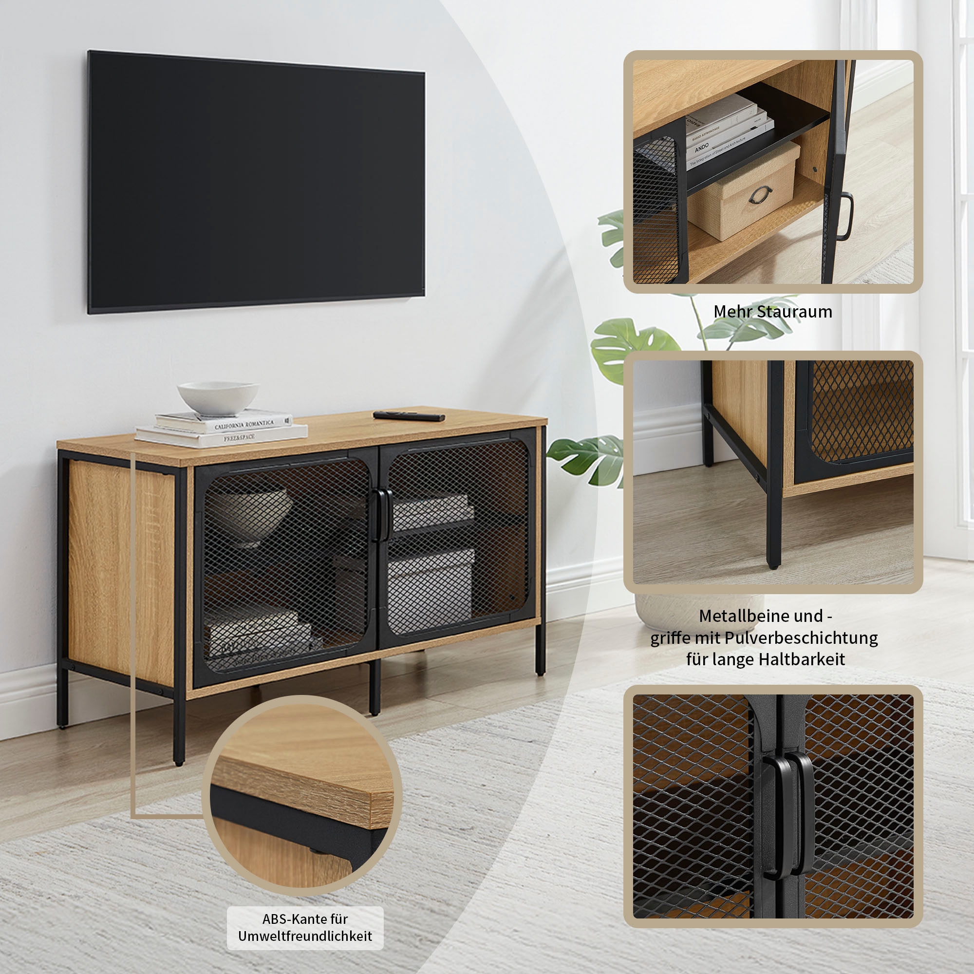 GOODproduct Tableau TV »Amance« mit natürlichen ABS-Kanten und langlebigem Metallgestell