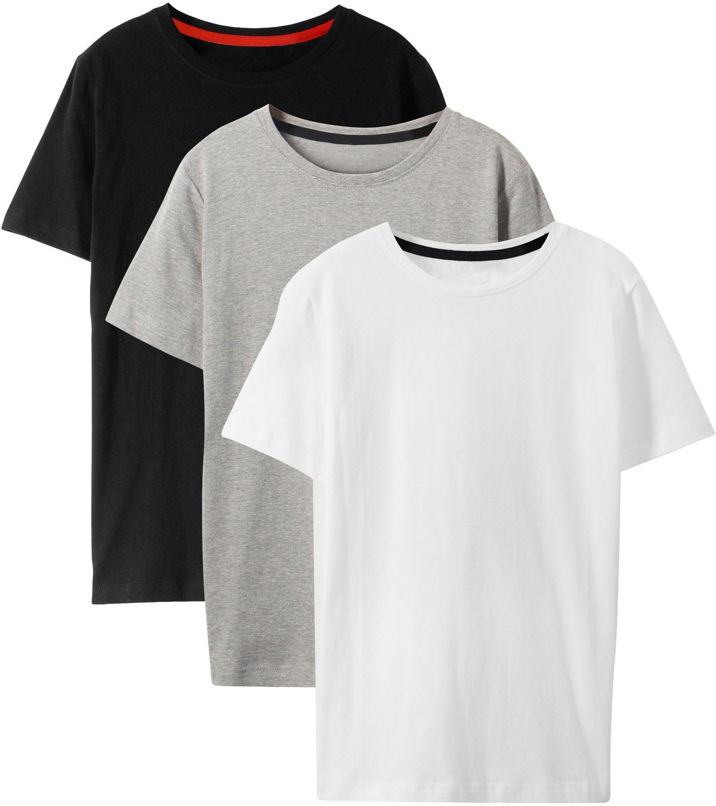 bonprix T-shirt »T-Shirt mit Baumwolle (3er Pack)« Packung, 3 cuis regular fit Passform, Kurzarm-Design, aus Baumwolle
