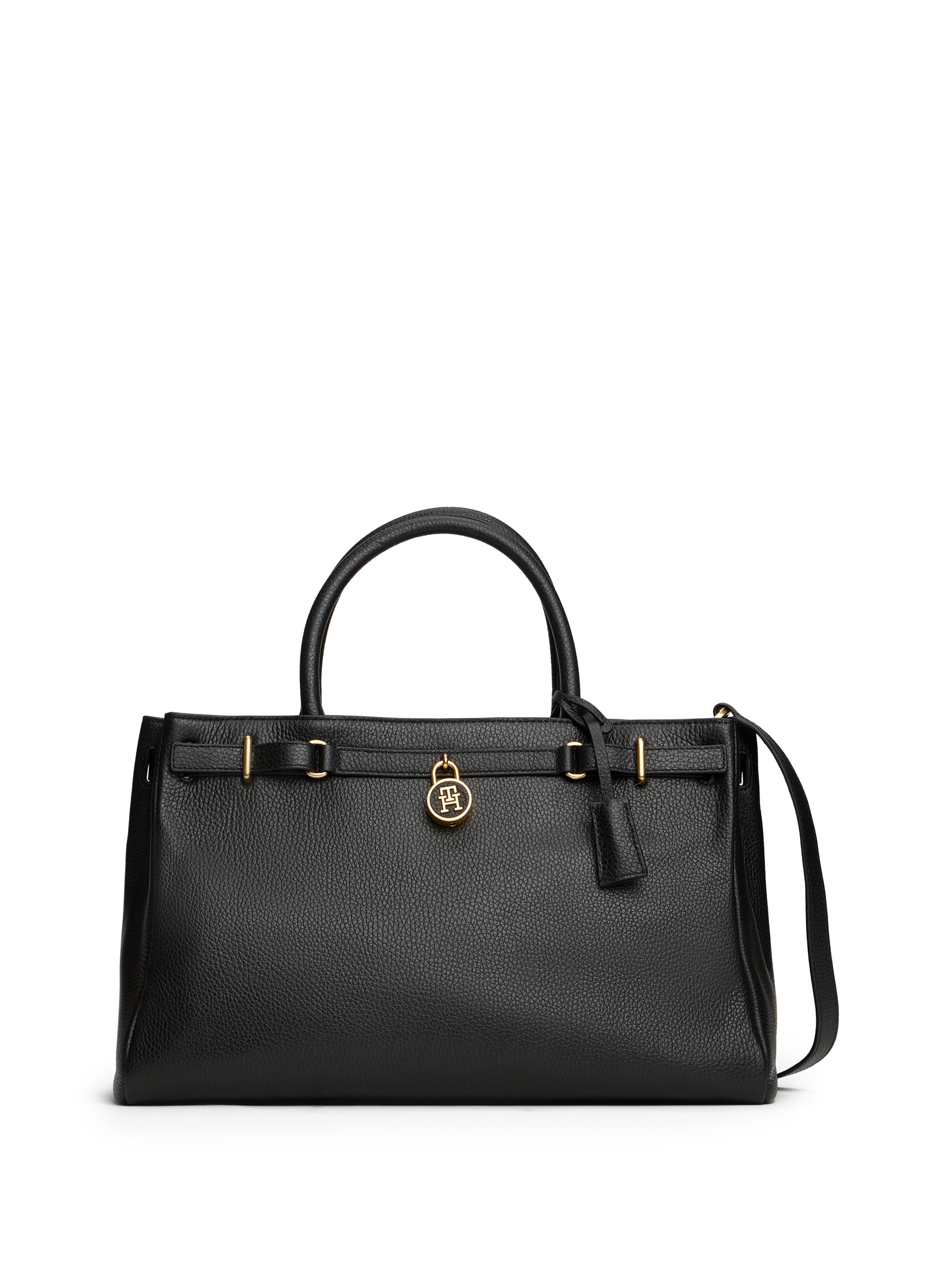 Image of Tommy Hilfiger Tragetasche "AMERICAN ICON TOTE LEATHER", Damen Handtasche, Schultertasche mit TH-Schloss-Schmuckelement