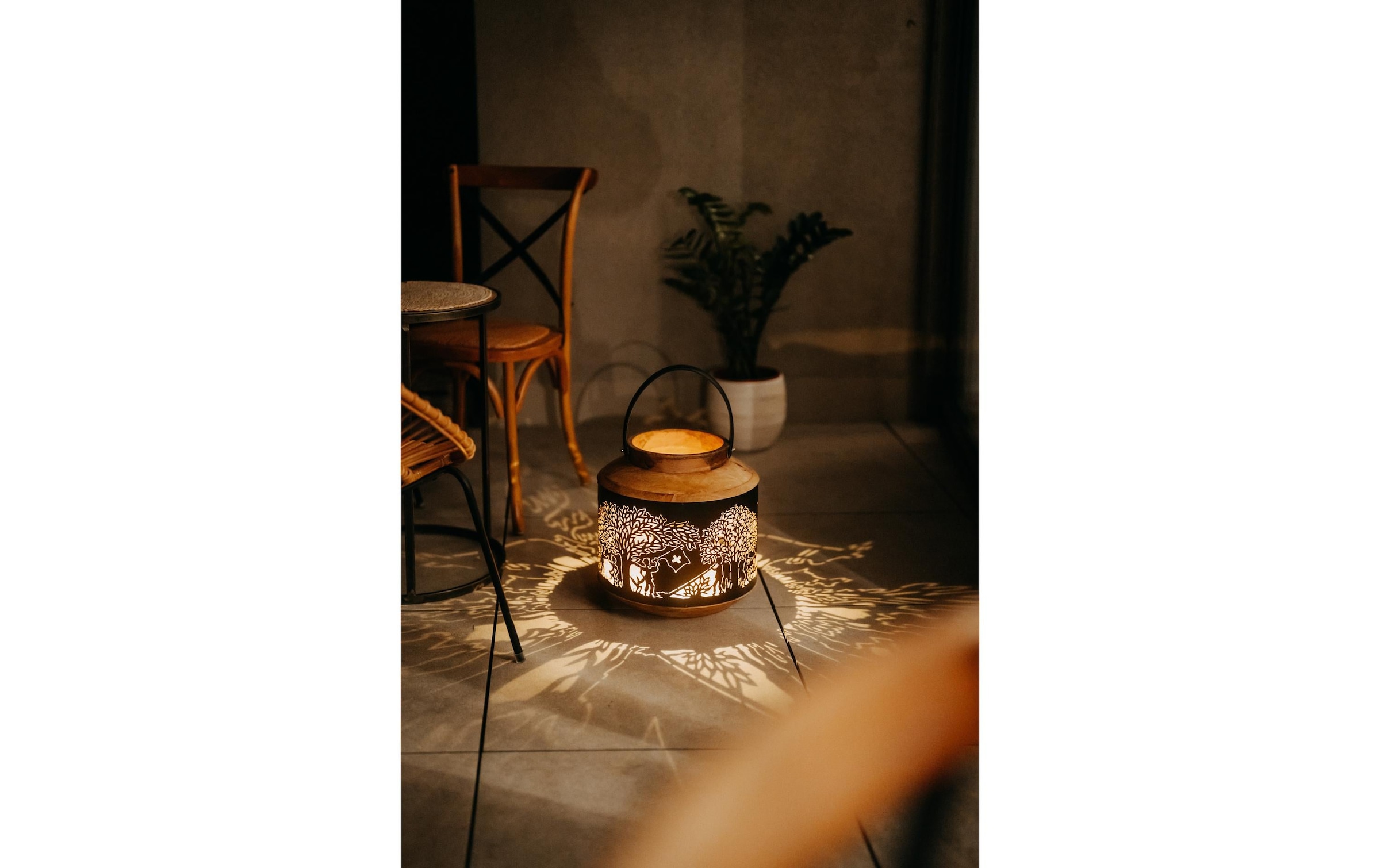 Kadastar Lanterne à bougie »Bergchilbi 37 cm« Laterne Scherenschnitt