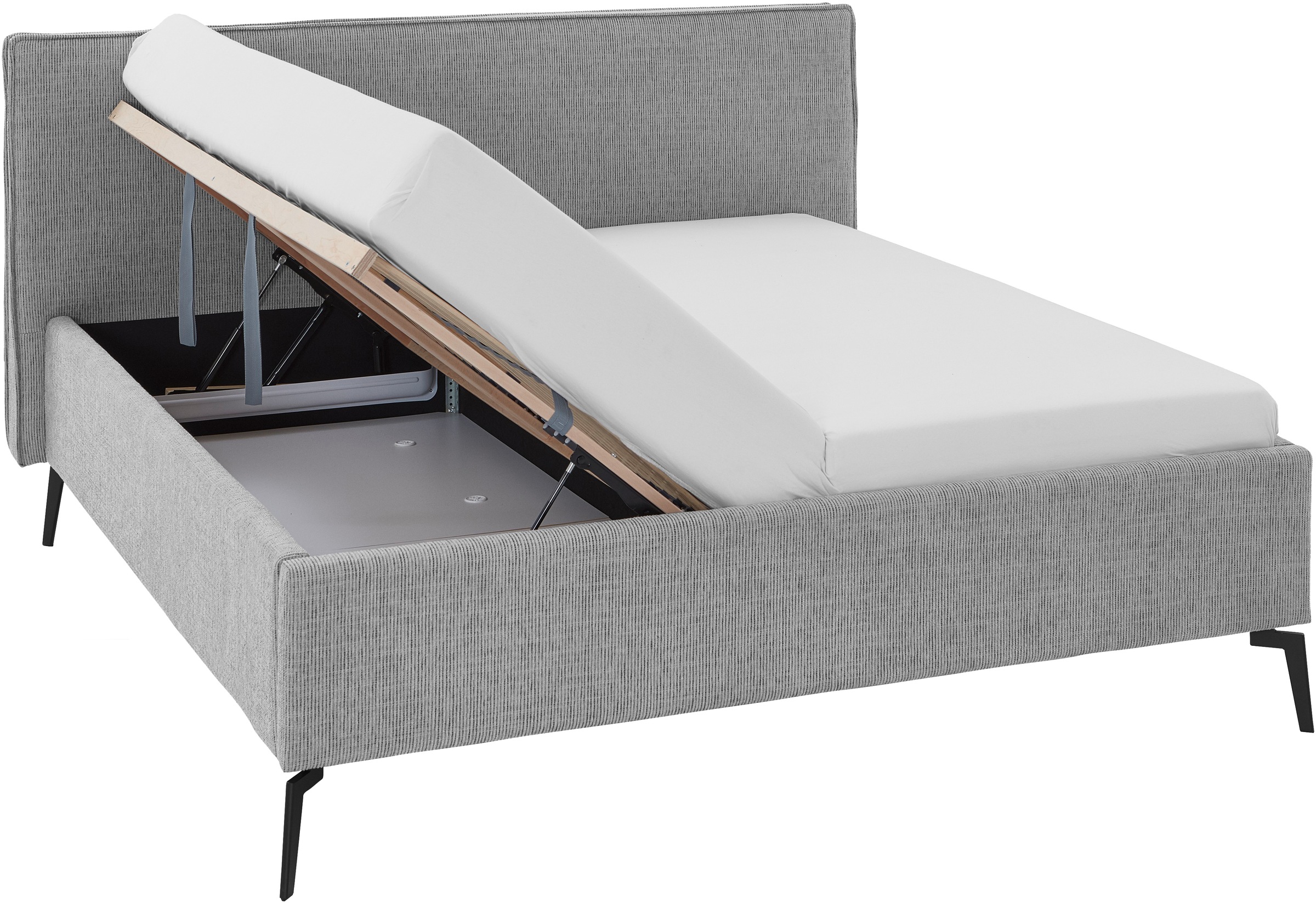 meise.möbel Polsterbett »Riva II«, mit schwarzen Metallfüssen, wahlweise mit Bettkasten