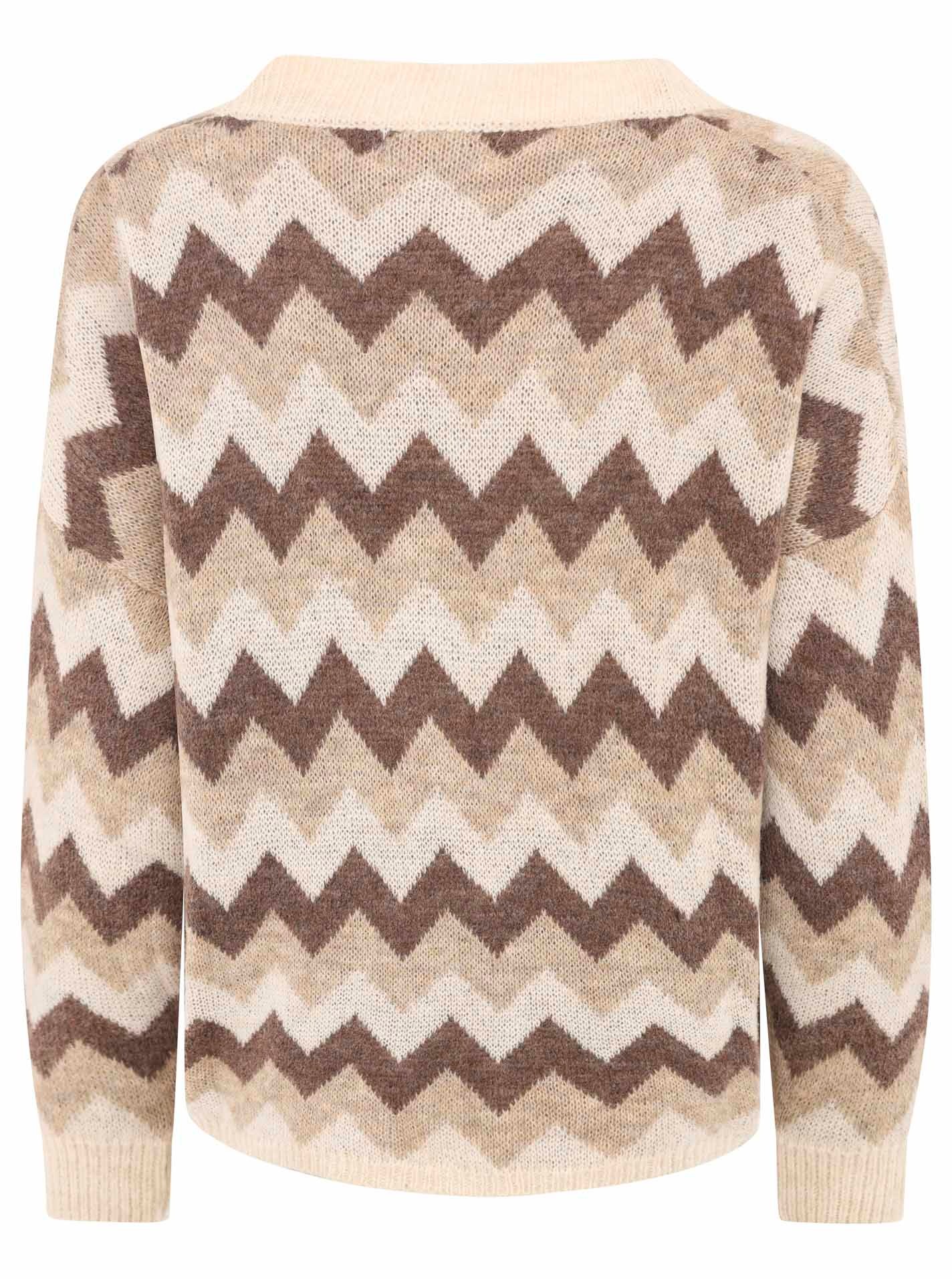 Zwillingsherz Veste en tricot »"Buntes ZickZack"« Langarm, Zick-Zack-Muster, Knopfleiste, tiefer V-Ausschnitt