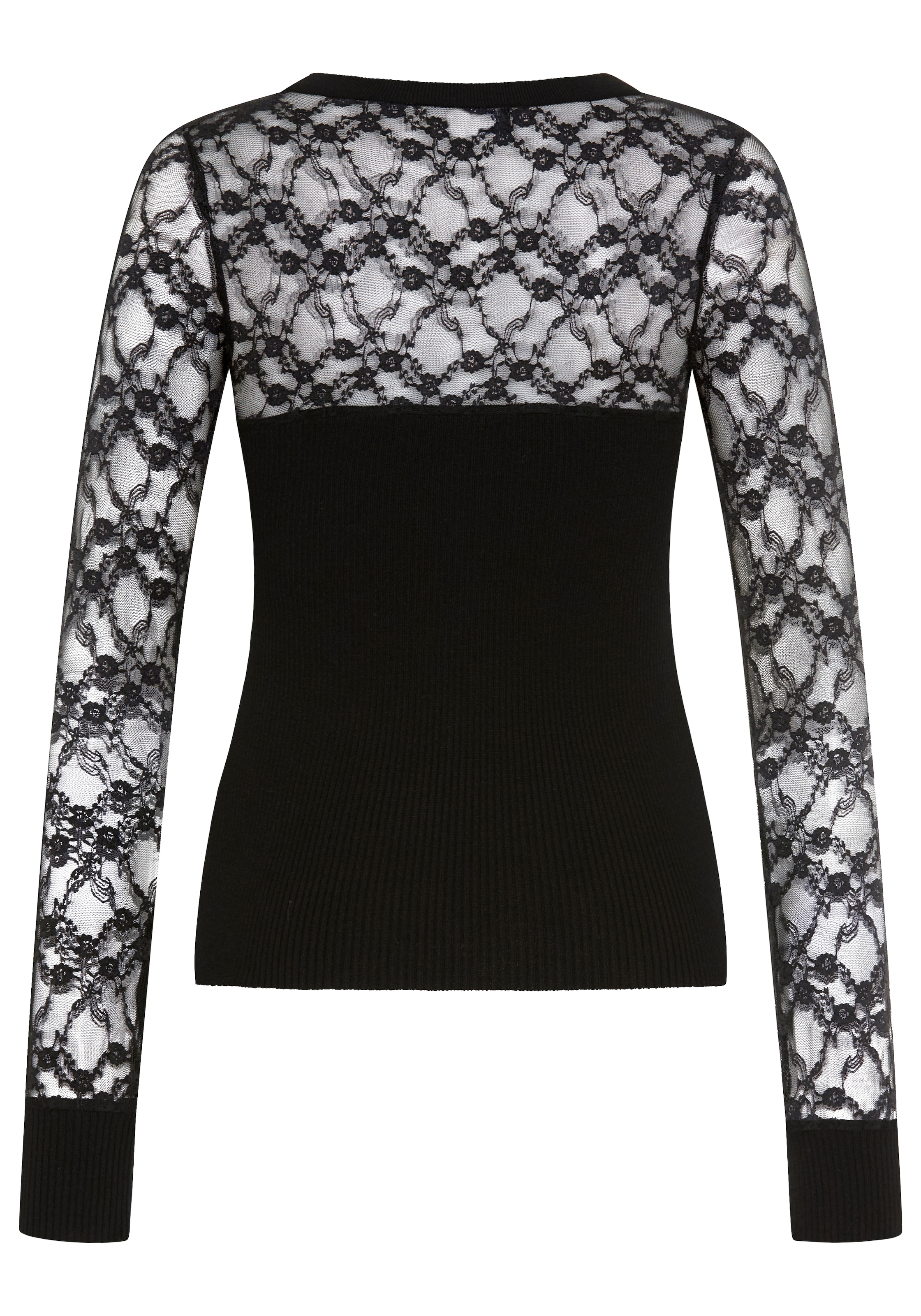 Laura Scott Strickpullover »mit figurbetonter Passform, aus Rippstrick« aus weicher Viskosemischung, mit Spitze