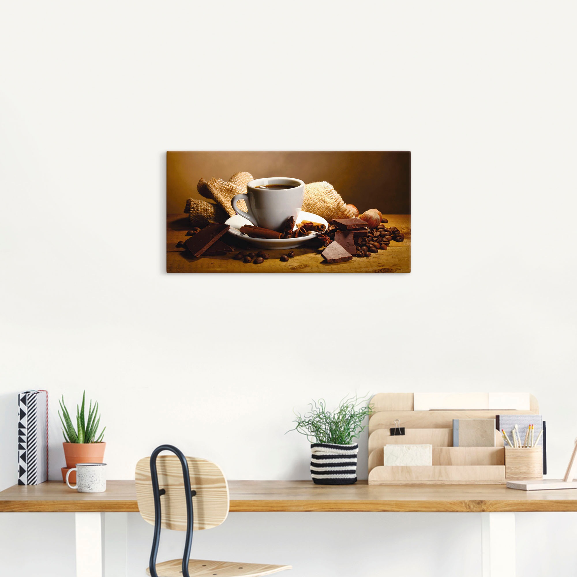 Artland Wandbild »Kaffeetasse Zimtstange Nüsse Schokolade« Getränke 1 Stk. tlg. als Leinwandbild, Poster, Wandaufkleber in verschied. Grössen