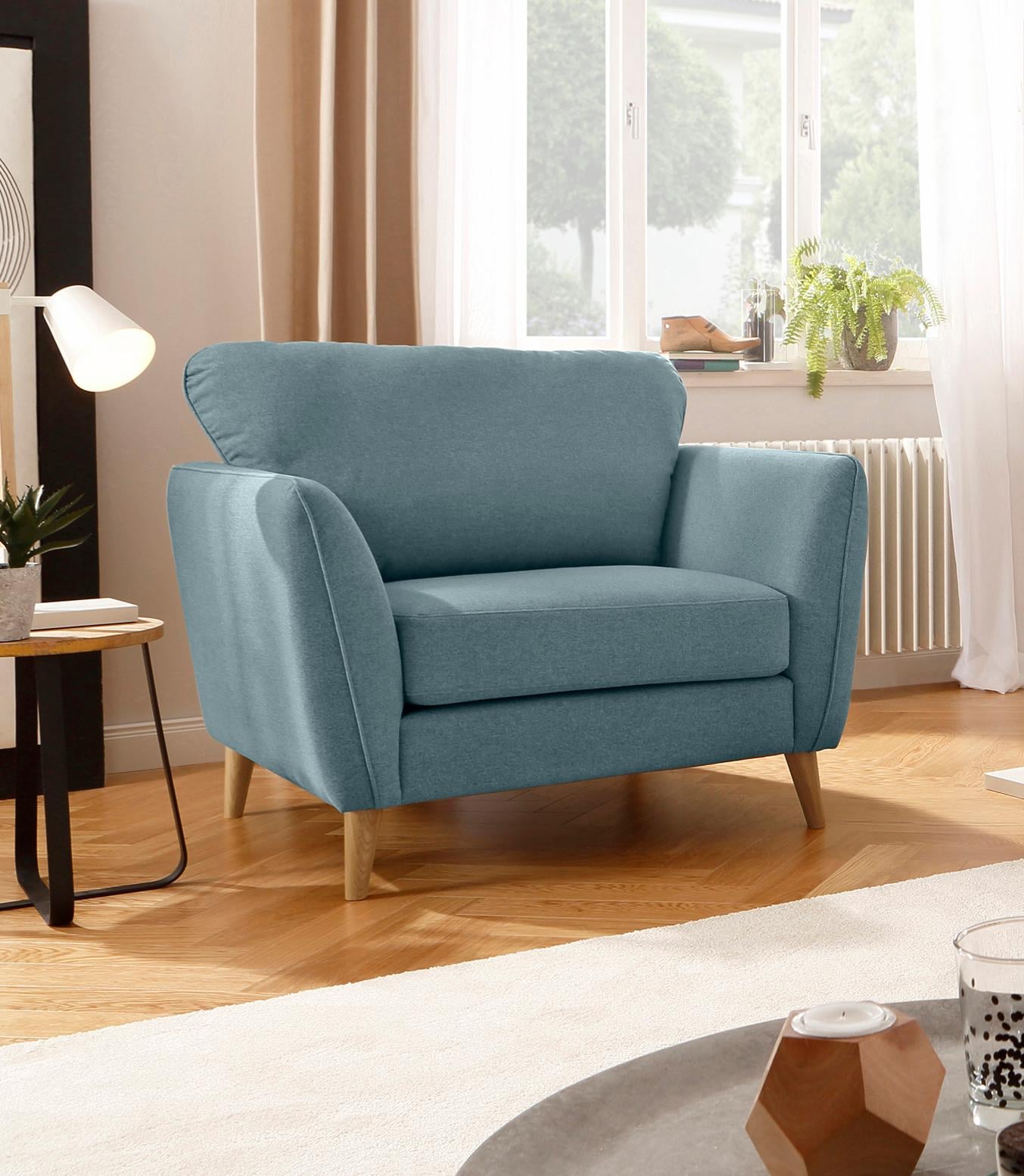 Home affaire Sessel »MARSEILLE«, Massivholzbeine Eiche, Landhausstil, Wellenunterfederung
