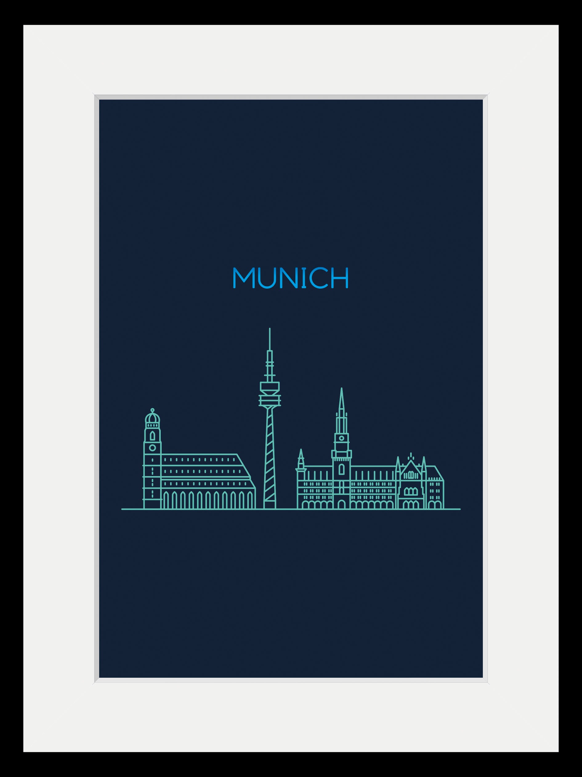 queence Bild »Munich Sightseeing« Deutschland | München | Schriftzug | Stadt | Städte 1 Stk. tlg. HD Premium Poster-Druck inkl. Holzrahmen