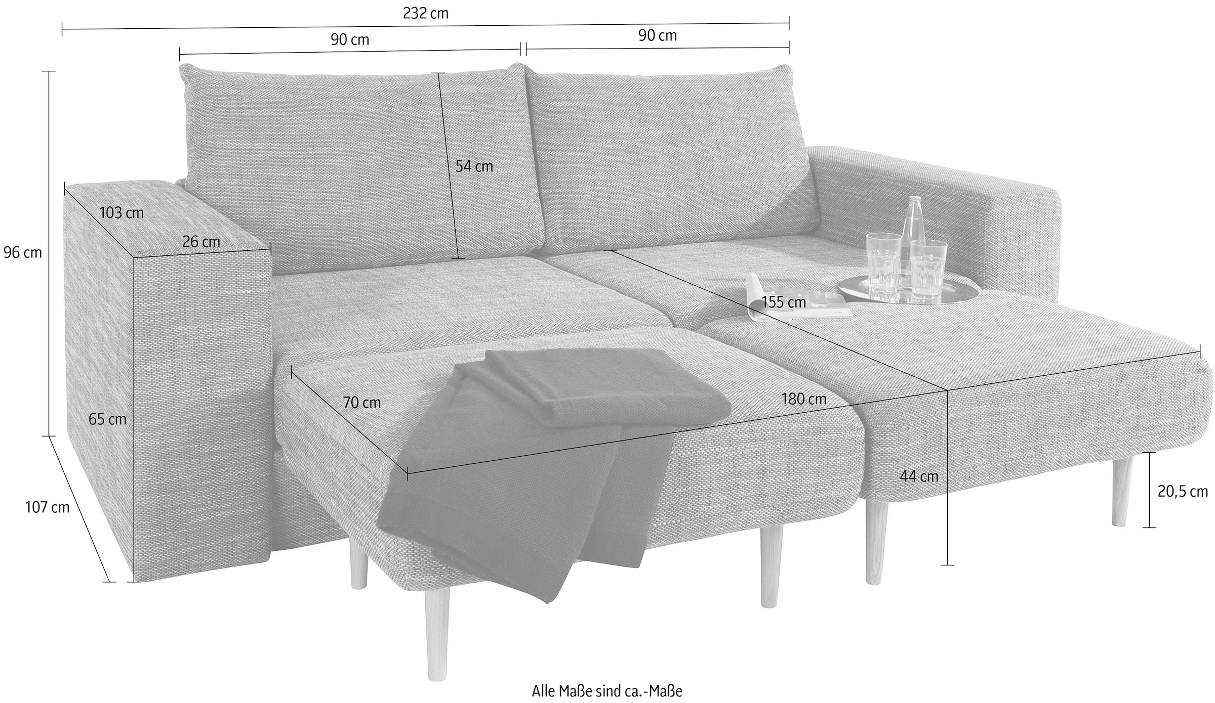 LOOKS by Wolfgang Joop 3-Sitzer »Looksv«, Verwandlungssofa: aus Sofa wird Sofa mit 2 Hockern